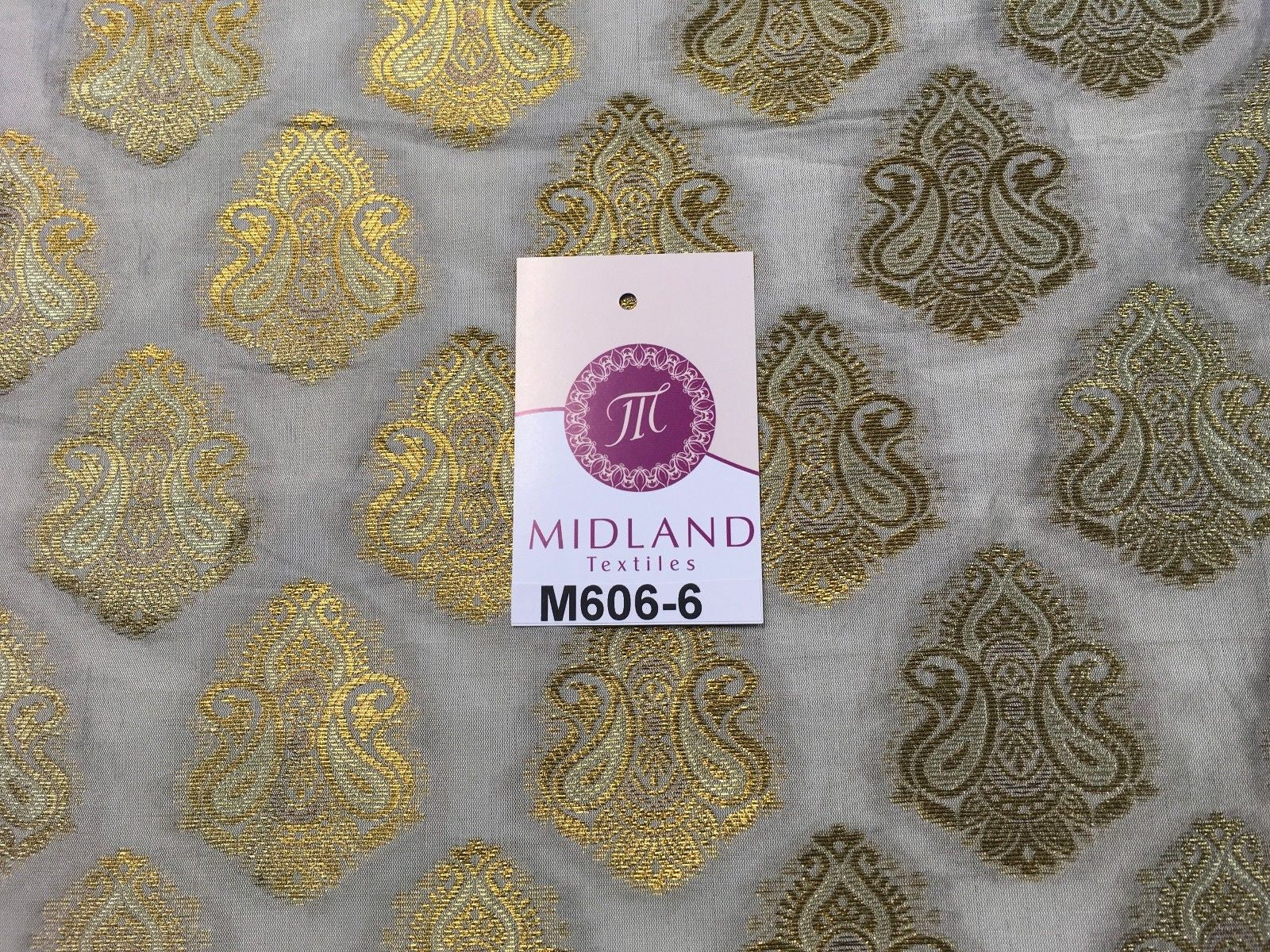 Indian Paisley Ornamental Metallic faux silk banarsi Brocade 44' Wide M606 - Midland Textiles & Fabric