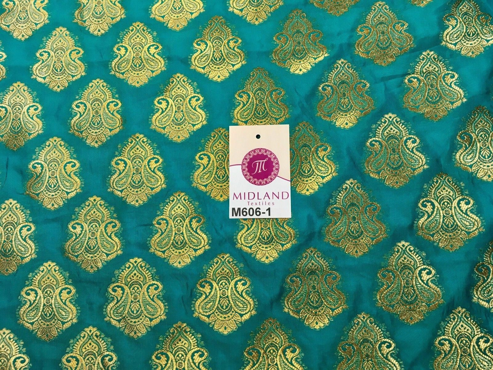 Indian Paisley Ornamental Metallic faux silk banarsi Brocade 44' Wide M606 - Midland Textiles & Fabric