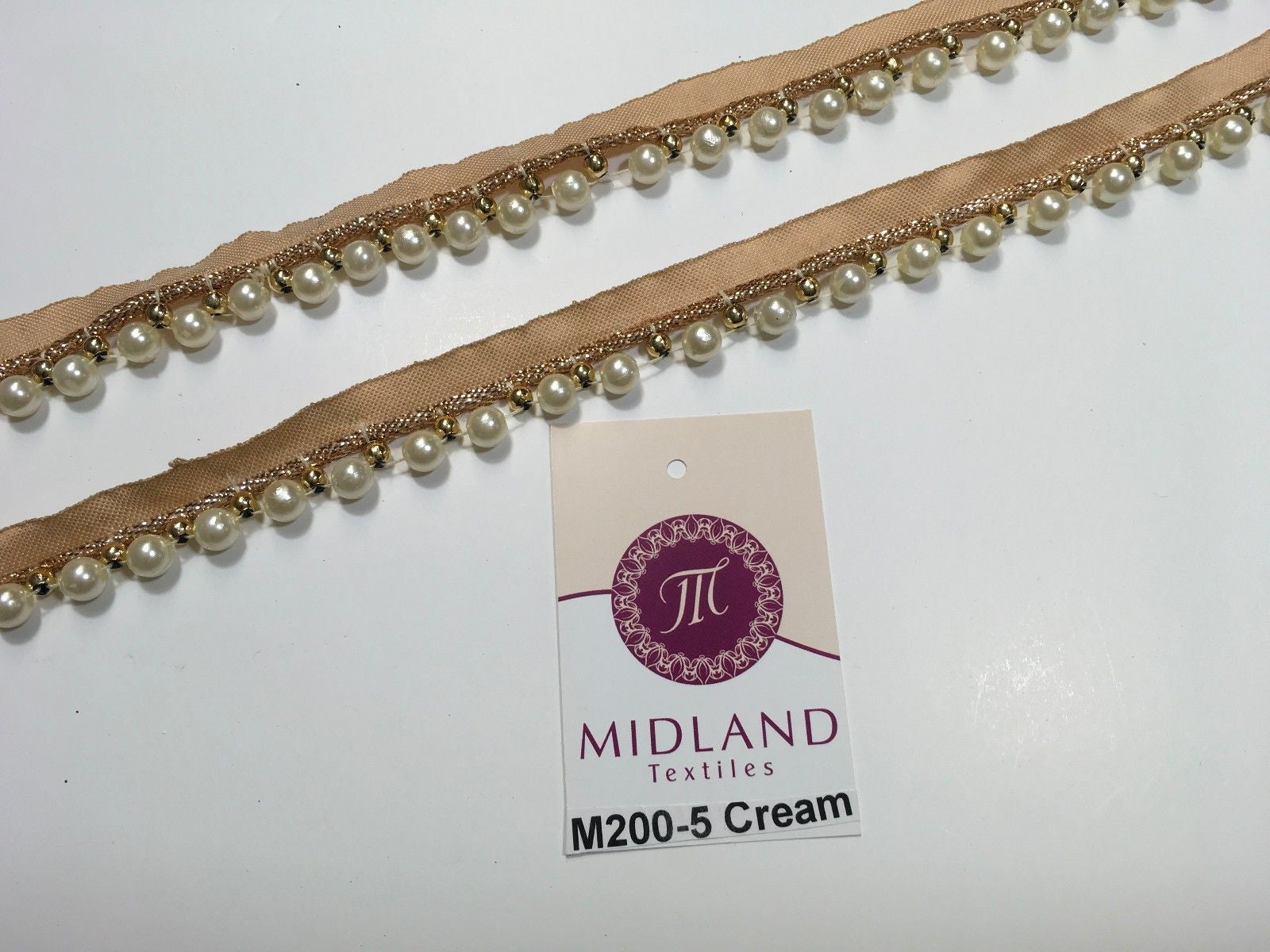 Vintage Pearl beaded Ribbon Crafting, Edging and Trimmings M200 Mtex - Midland Textiles & Fabric