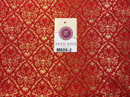 Indian Metallic Ornamental Jacquard faux silk banarsi Brocade 44" Wide M605 - Midland Textiles & Fabric