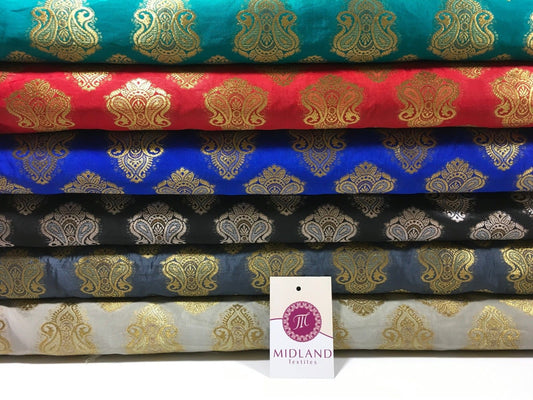 Indian Paisley Ornamental Metallic faux silk banarsi Brocade 44" Wide M606 - Midland Textiles & Fabric