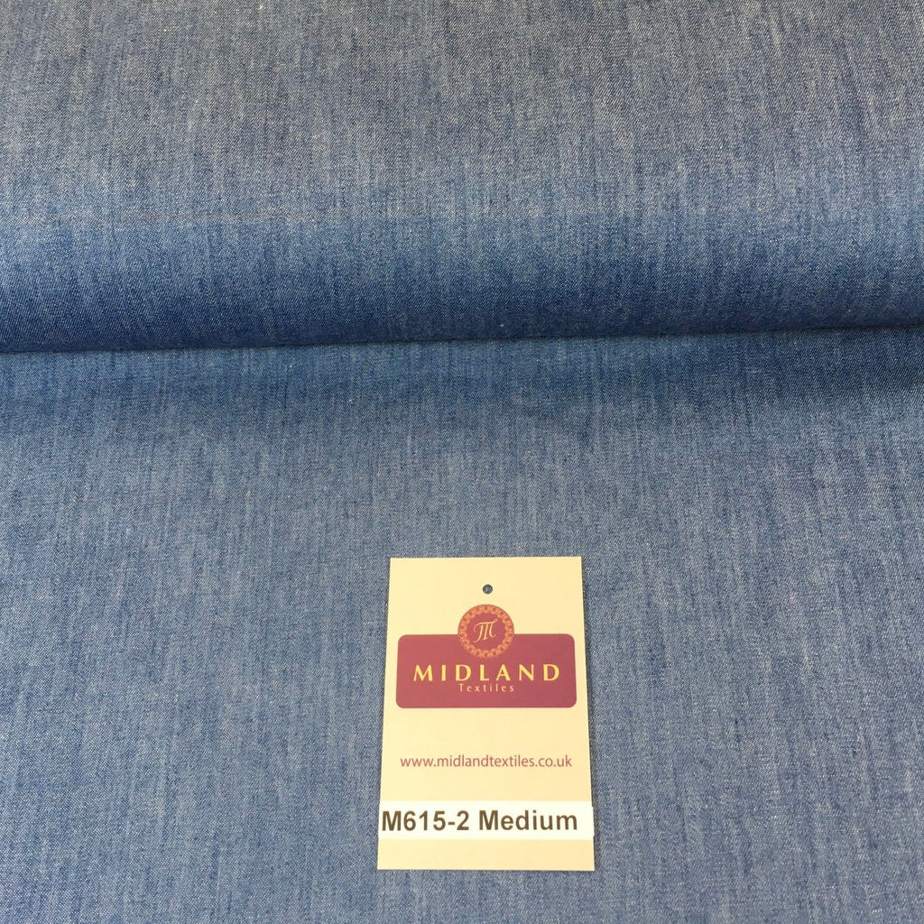 4oz Washed Denim Light-medium-dark blue 100% Cotton Fabric 146cm wide  M615 Mtex - Midland Textiles & Fabric