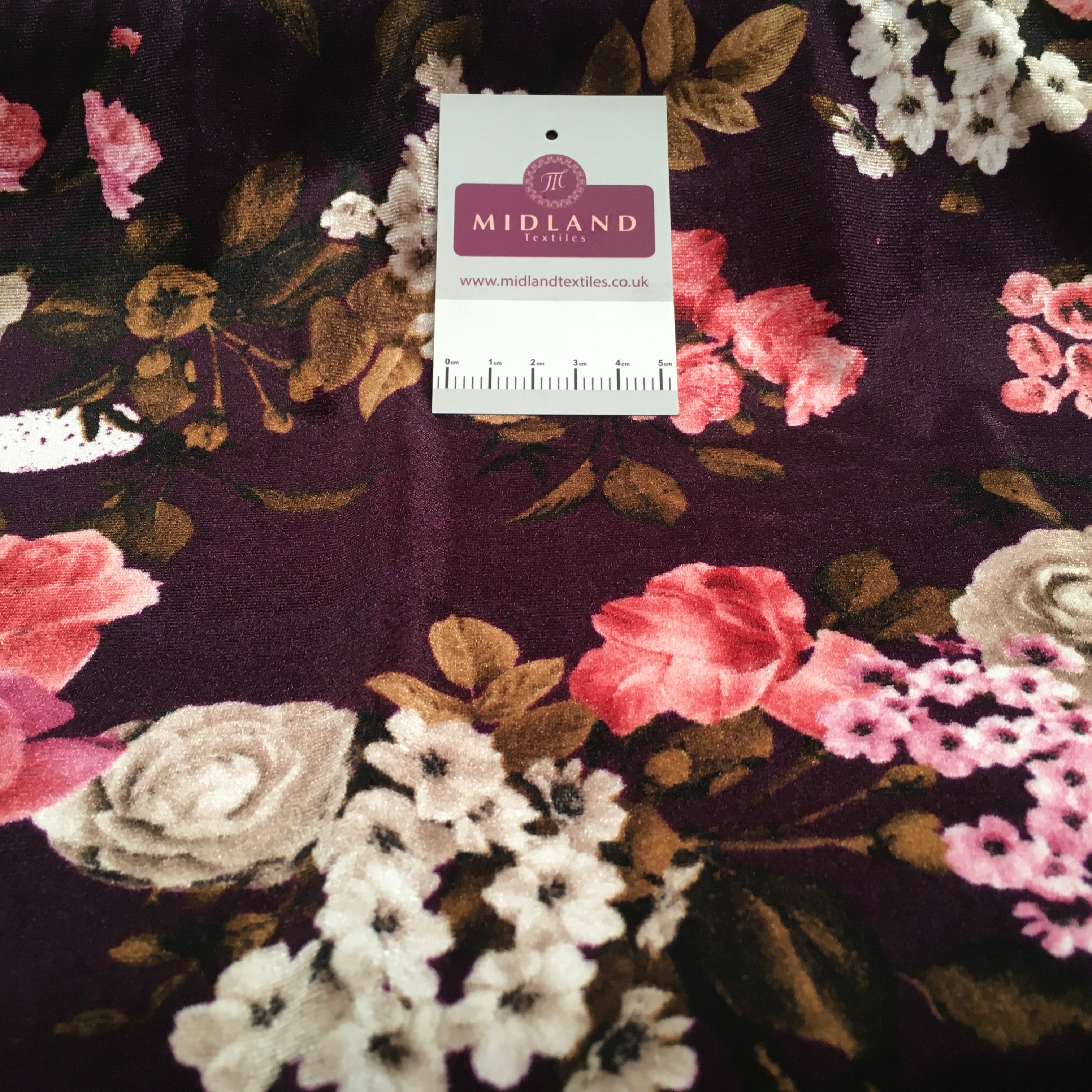 Vintage Floral Velvet Velour Stretch Printed dress fabric MA1430 Mtex