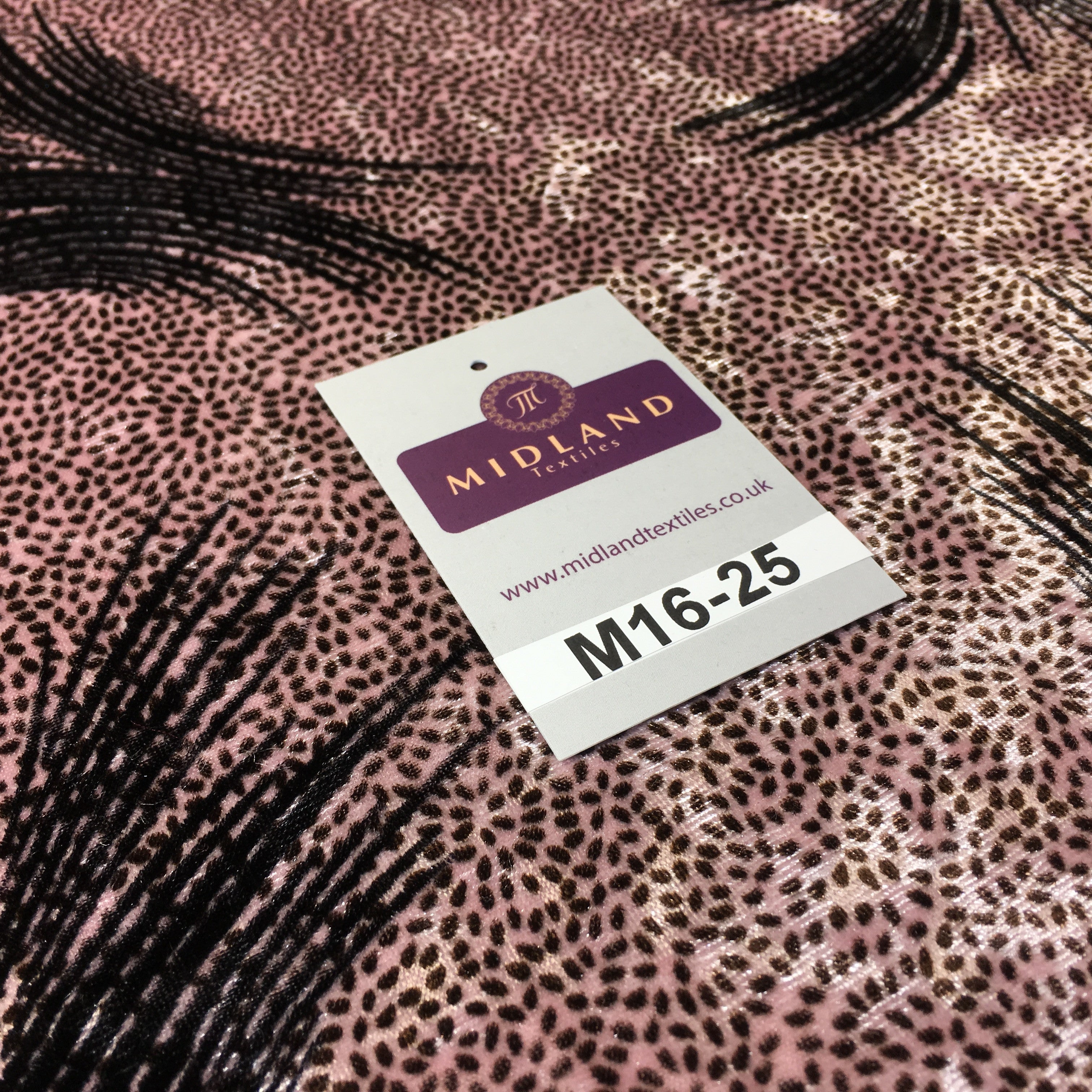 Rose Pink feathery Plant Velvet one way stretch dress fabric 58' wide M16-25 - Midland Textiles & Fabric