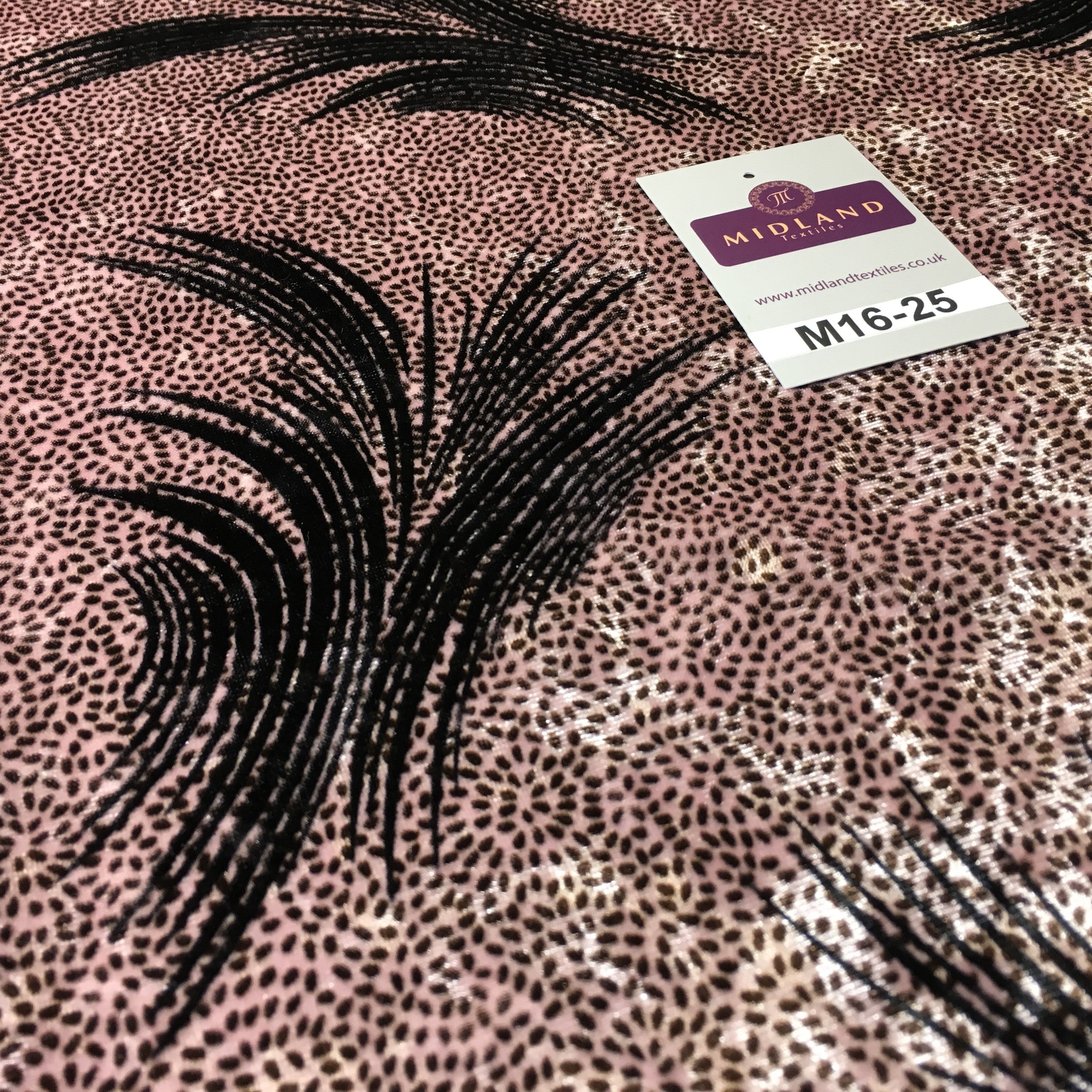 Rose Pink feathery Plant Velvet one way stretch dress fabric 58' wide M16-25 - Midland Textiles & Fabric