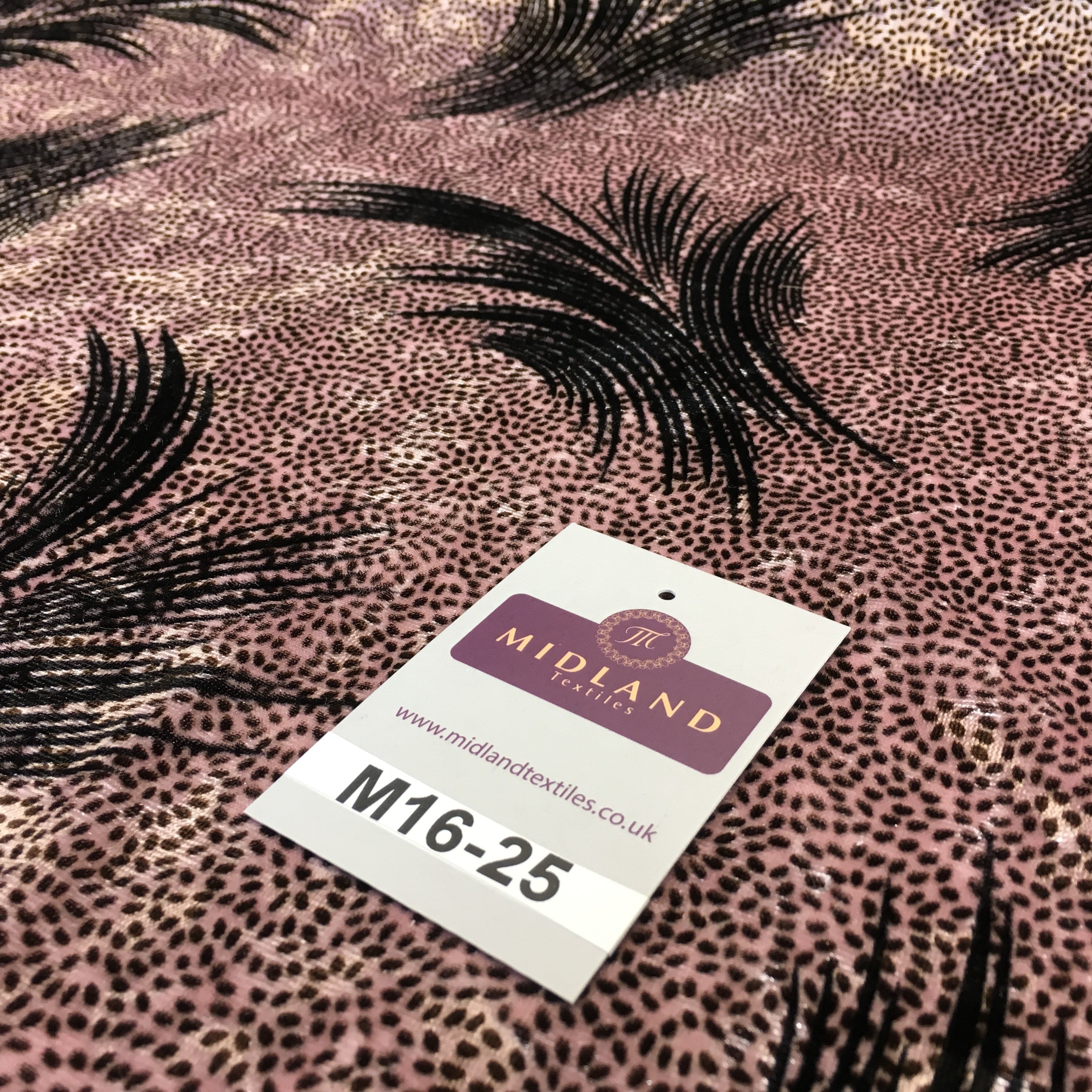 Rose Pink feathery Plant Velvet one way stretch dress fabric 58' wide M16-25 - Midland Textiles & Fabric
