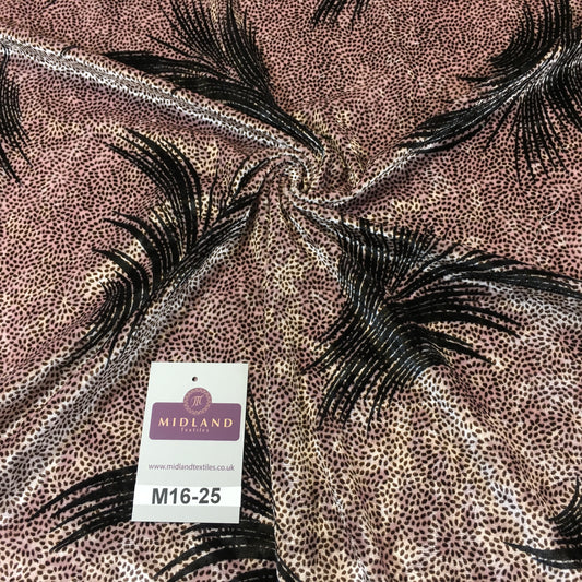 Rose Pink feathery Plant Velvet one way stretch dress fabric 58" wide M16-25 - Midland Textiles & Fabric