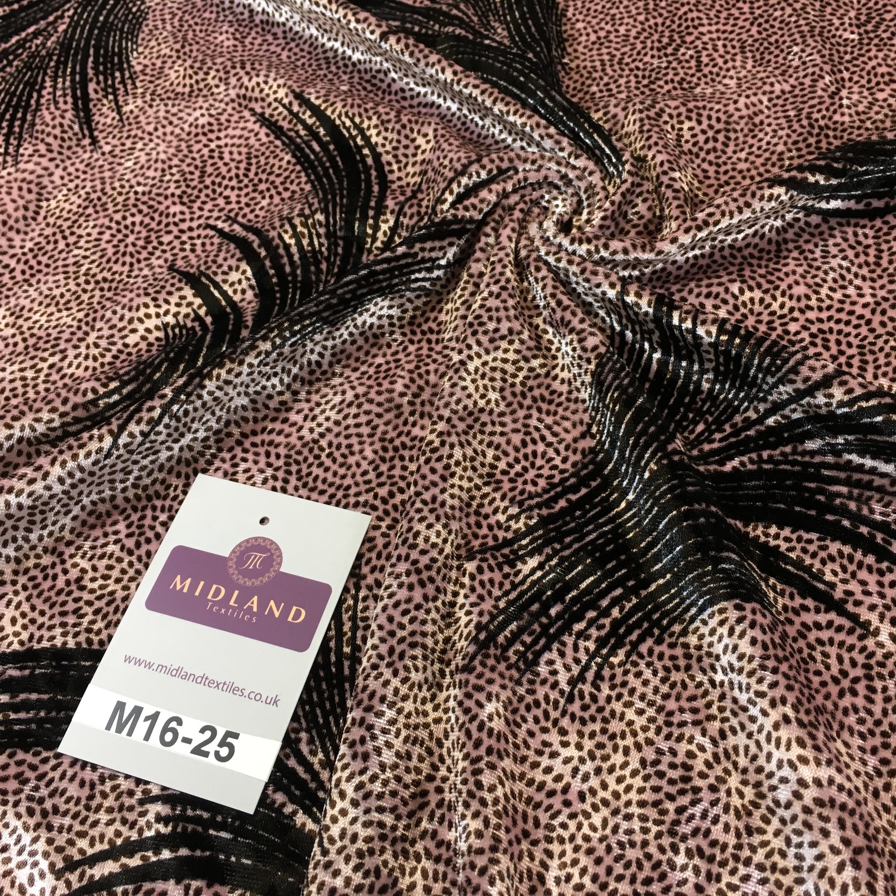 Rose Pink feathery Plant Velvet one way stretch dress fabric 58' wide M16-25 - Midland Textiles & Fabric