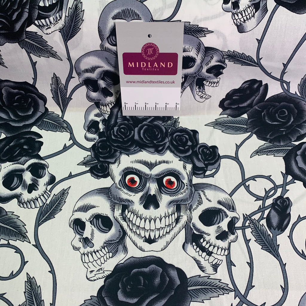 Halloween Skull and roses printed 100% cotton poplin craft mask Fabric MD1399 Mtex