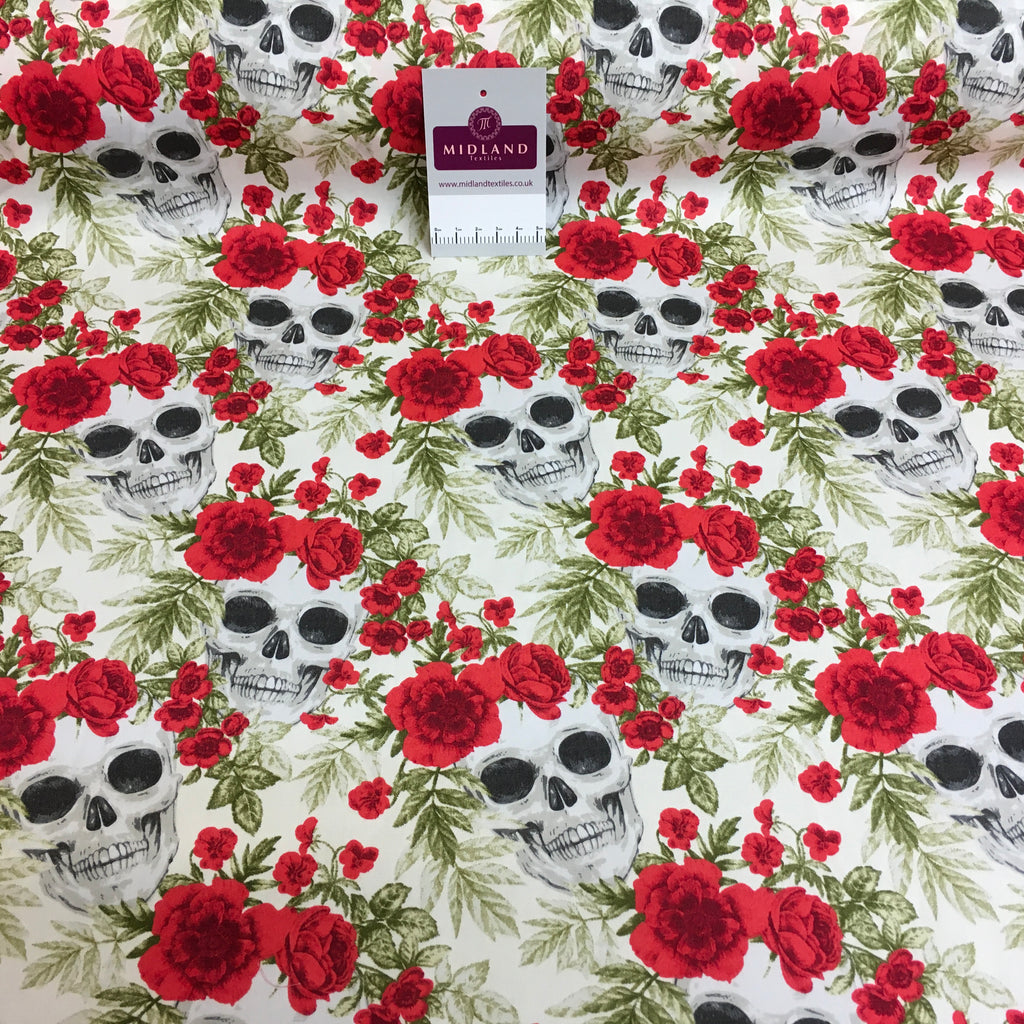 Halloween Skull and roses printed 100% cotton poplin craft mask Fabric 110 cm MD1395 Mtex