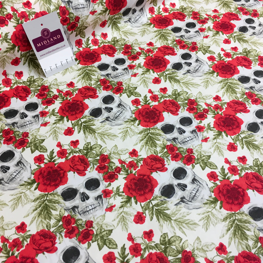 Halloween Skull and roses printed 100% cotton poplin craft mask Fabric 110 cm MD1395 Mtex