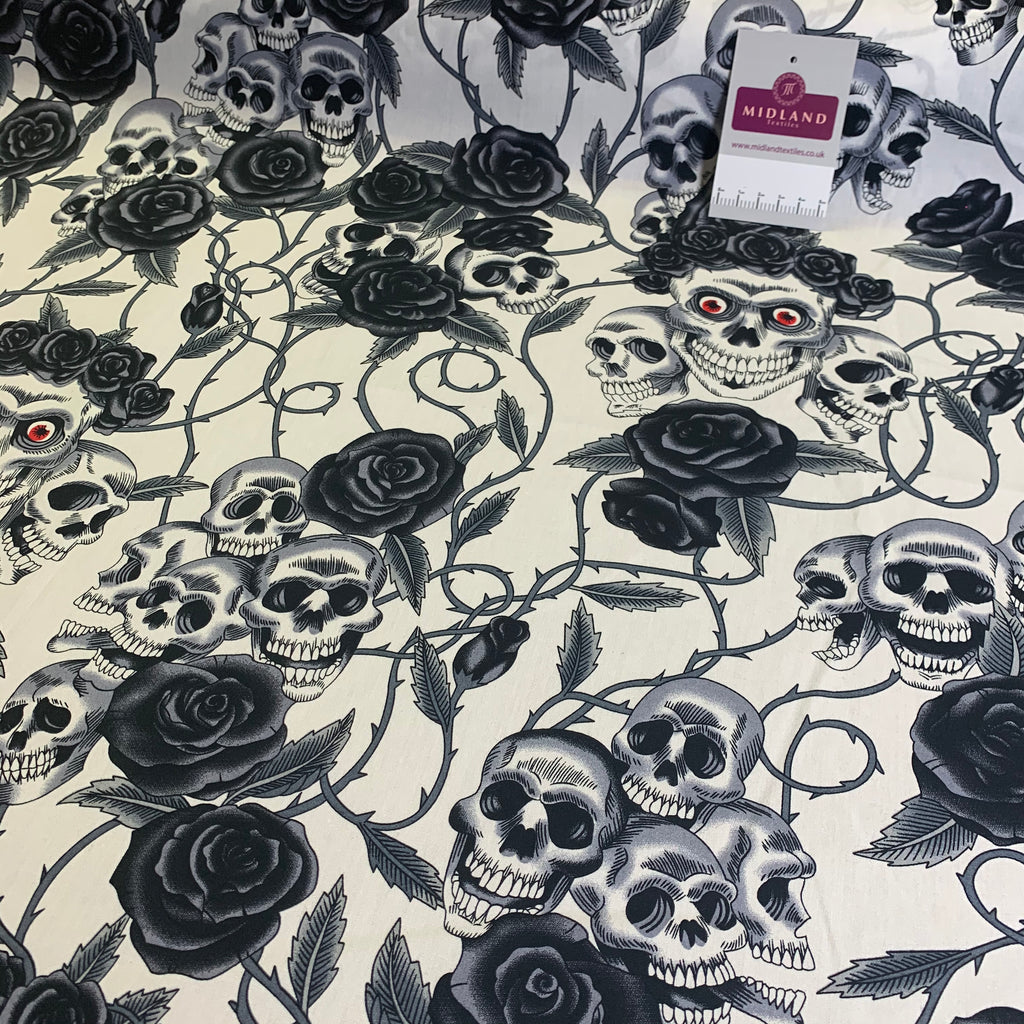 Halloween Skull and roses printed 100% cotton poplin craft mask Fabric MD1399 Mtex