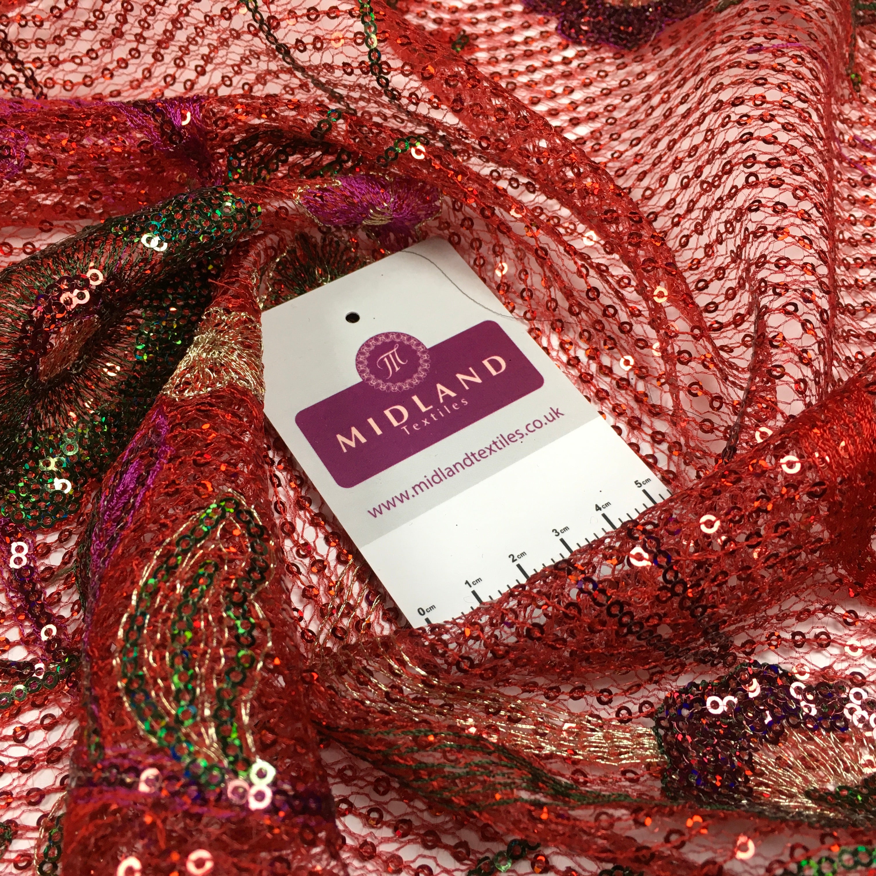 Floral sequin net mesh wedding dress Fabric 127 cm M1384 Mtex