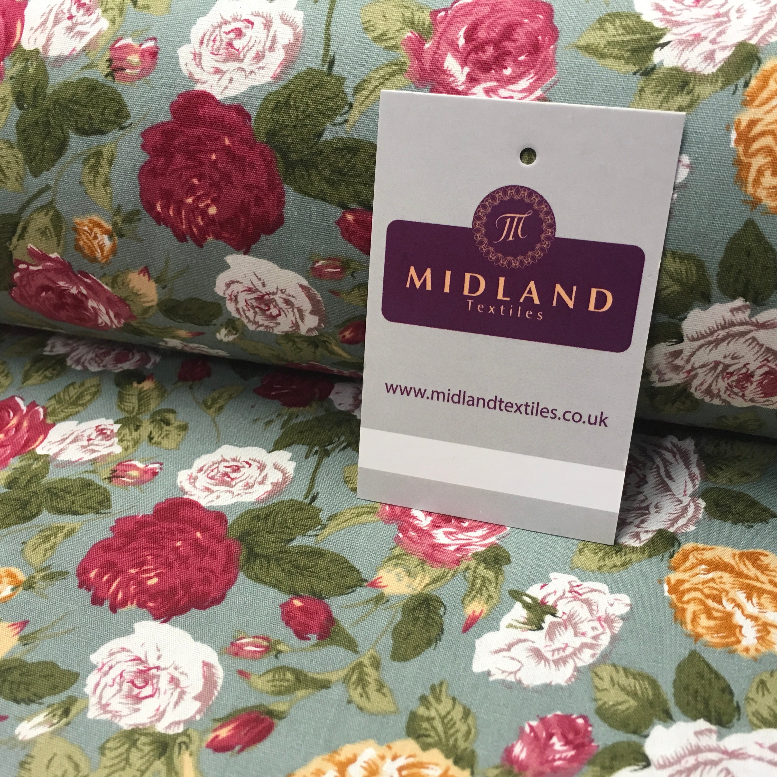 Floral Vintage Shabby Chic Printed 100% Cotton Fabric 58' Wide MA911 Mtex