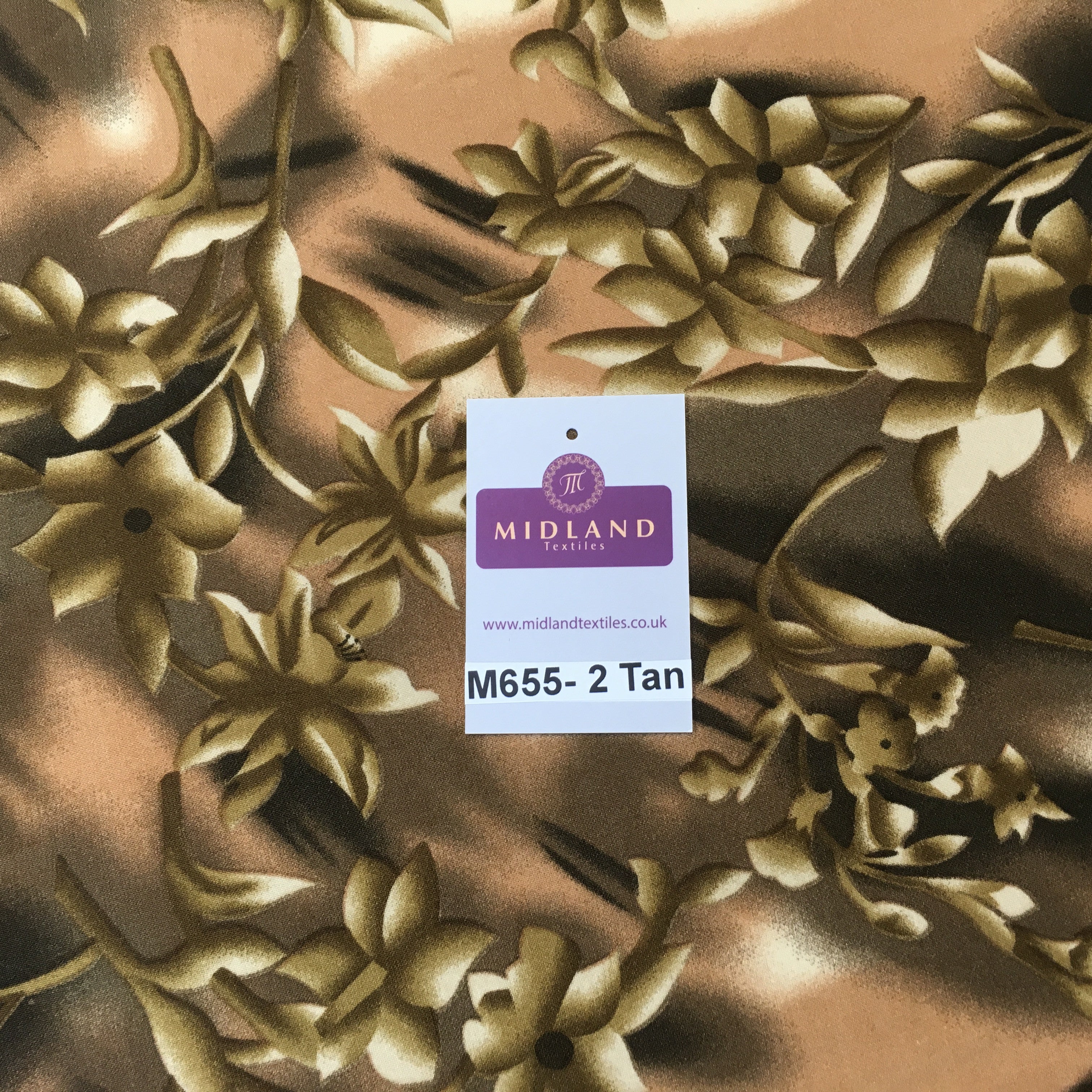 Floral two tonal Shaded peach crepe polyester dress fabric 58' M655 Mtex - Midland Textiles & Fabric