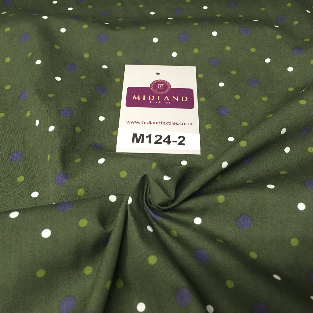 Multi coloured Polka Dot & Spot 100% Cotton Poplin Fabric 58