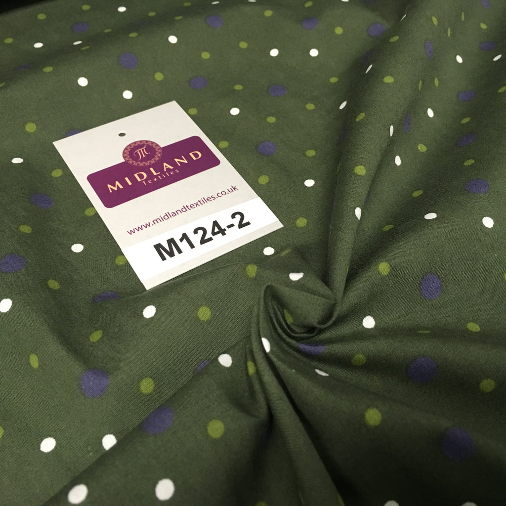 Multi coloured Polka Dot & Spot 100% Cotton Poplin Fabric 58