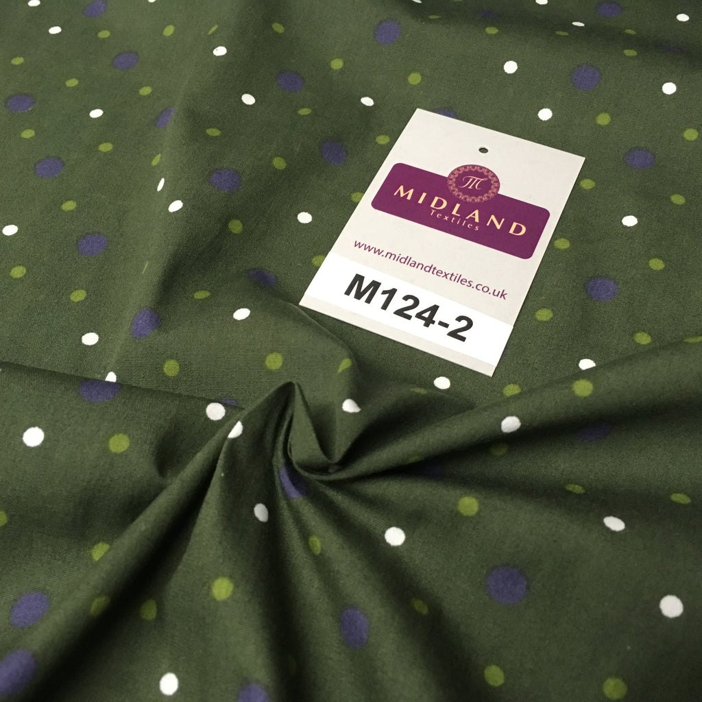 Multi coloured Polka Dot & Spot 100% Cotton Poplin Fabric 58