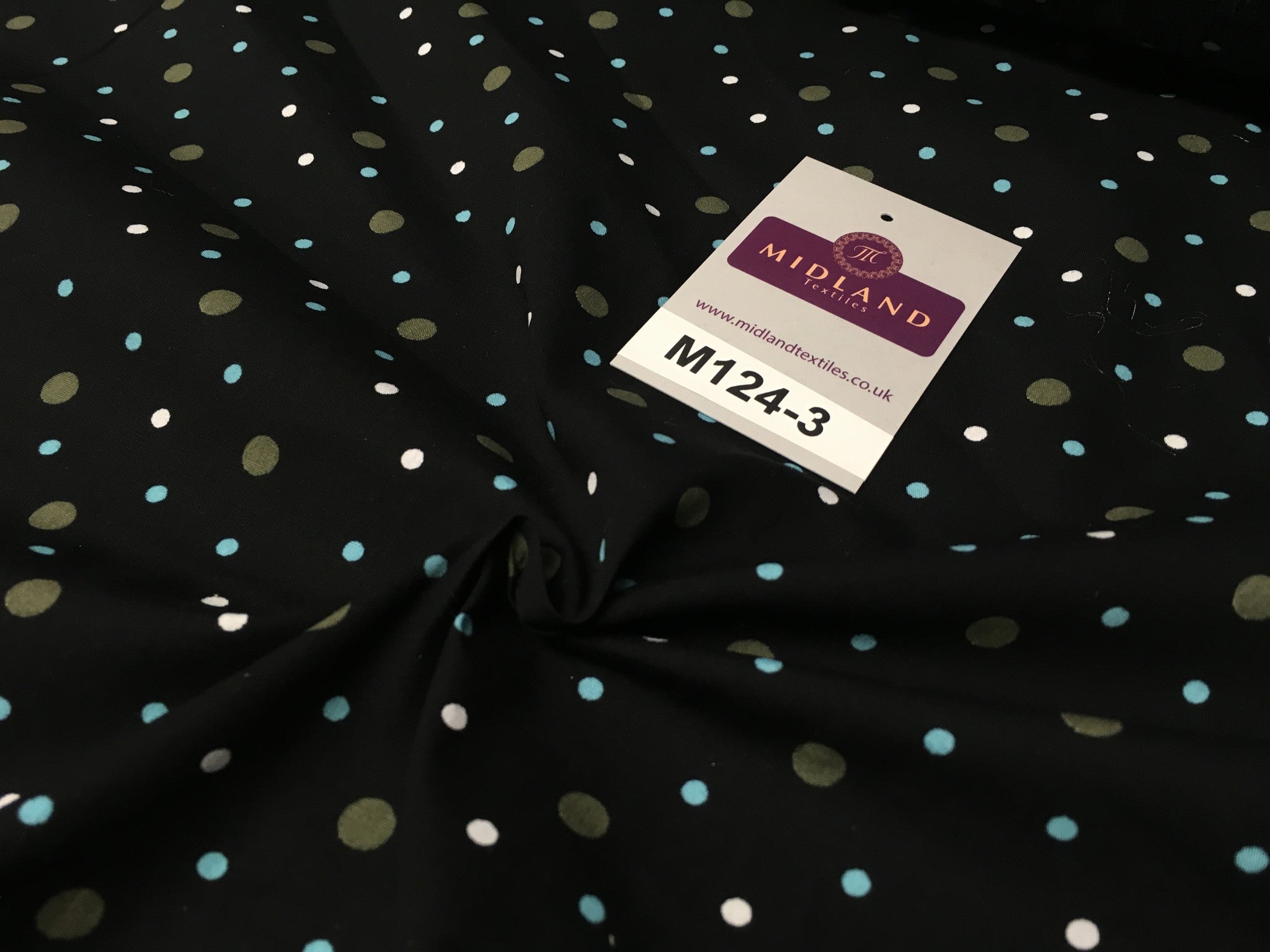 Multi coloured Polka Dot & Spot 100% Cotton Poplin Fabric 58' Wide M124 - Midland Textiles & Fabric