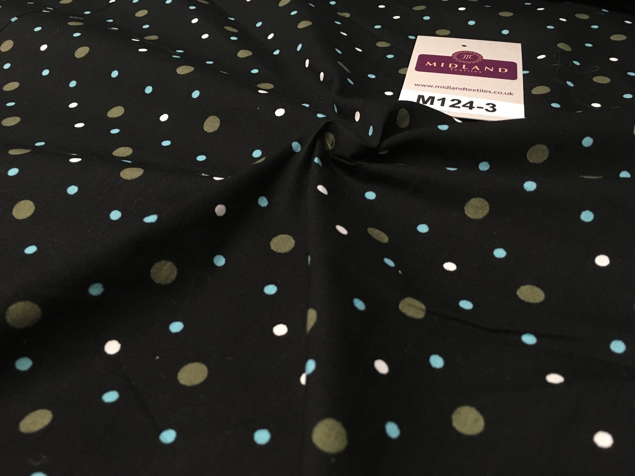 Multi coloured Polka Dot & Spot 100% Cotton Poplin Fabric 58' Wide M124 - Midland Textiles & Fabric