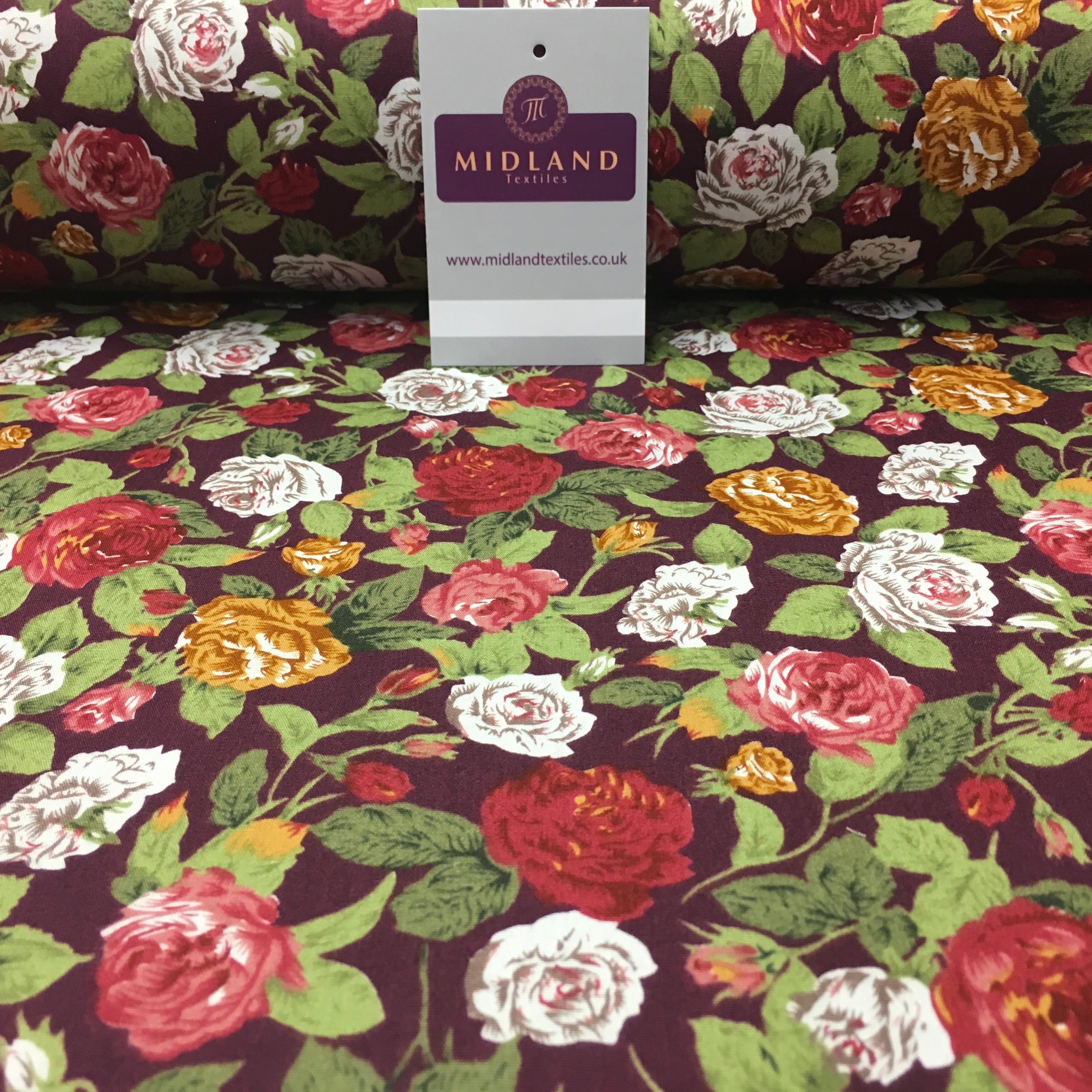 Floral Vintage Shabby Chic Printed 100% Cotton Fabric 58' Wide MA911 Mtex