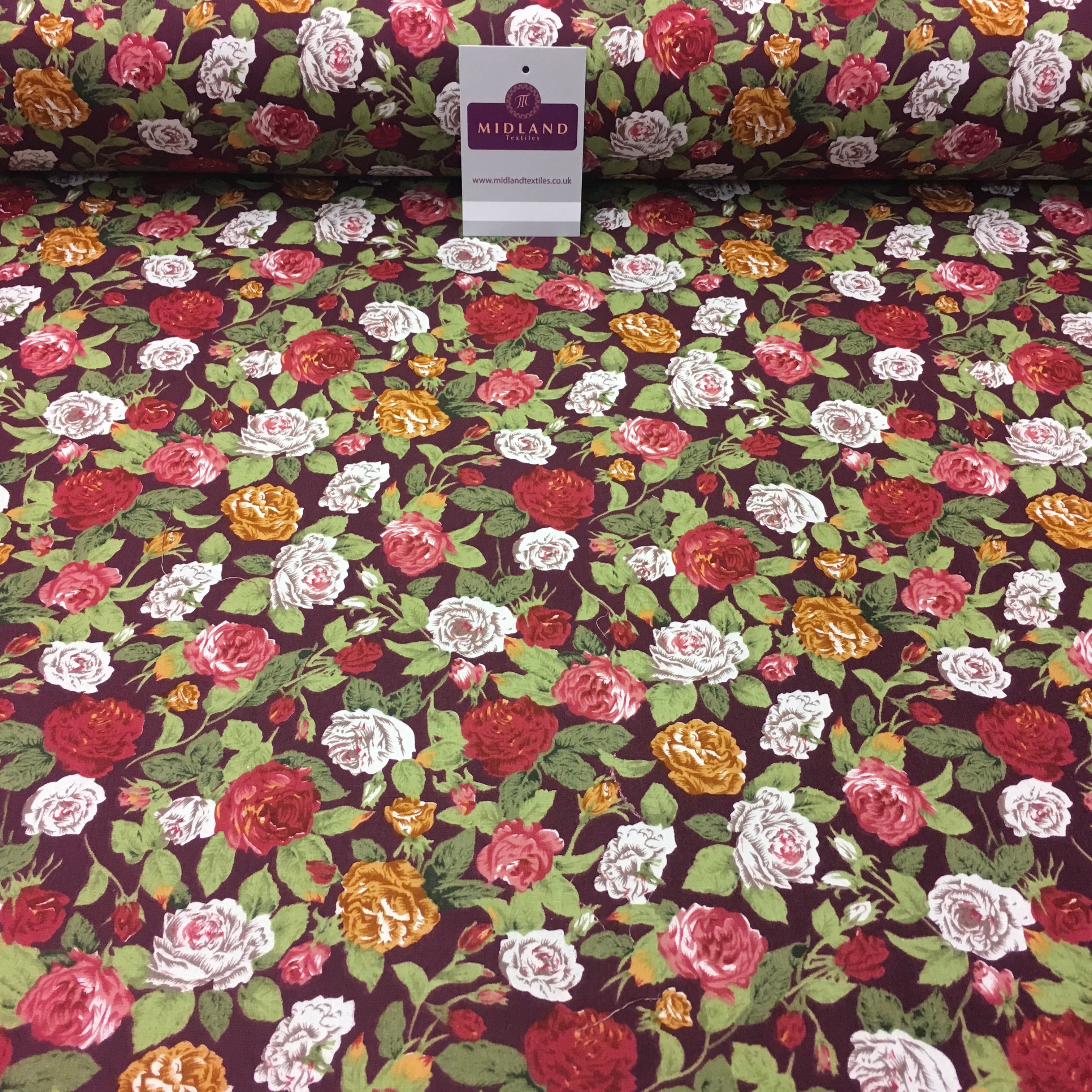 Floral Vintage Shabby Chic Printed 100% Cotton Fabric 58' Wide MA911 Mtex