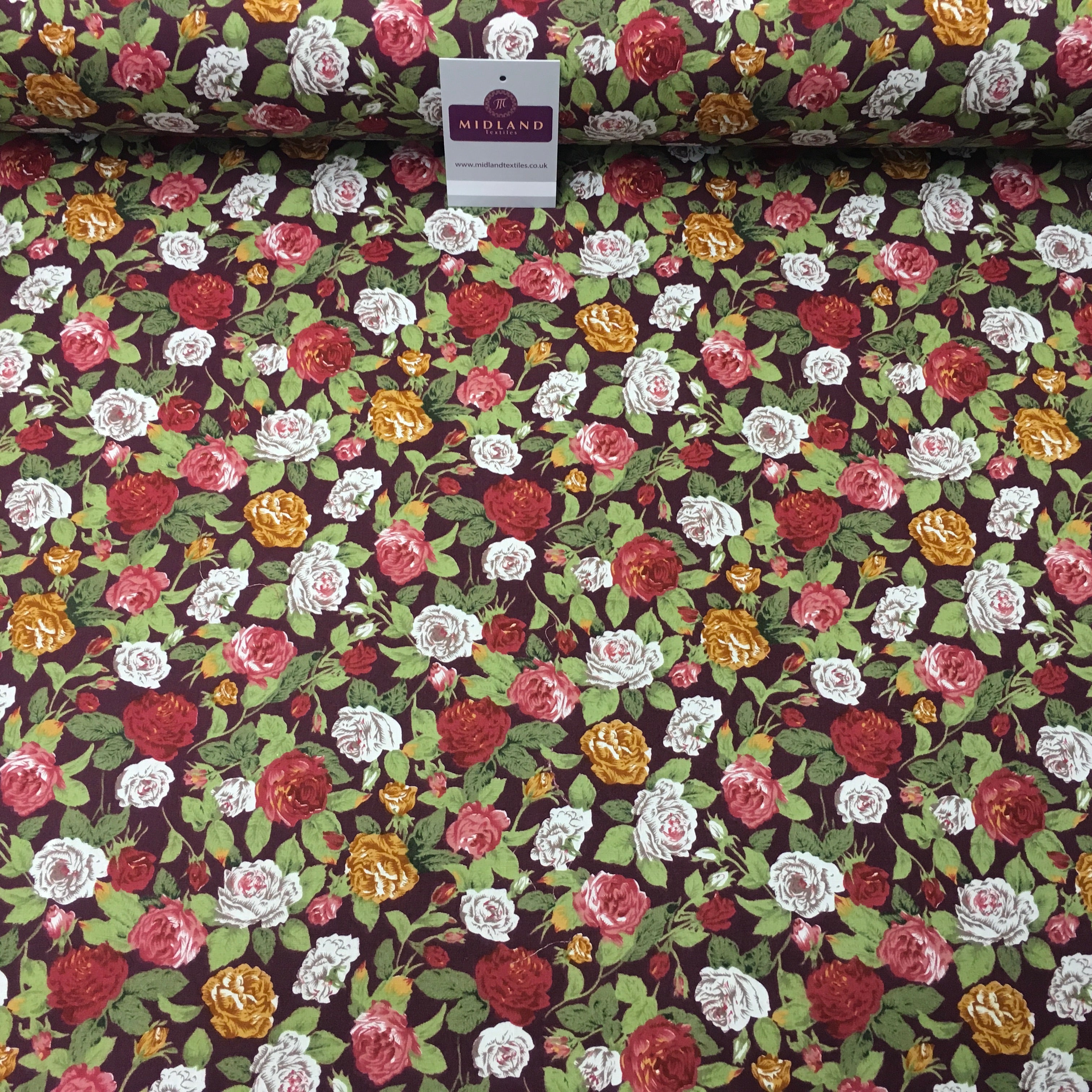 Floral Vintage Shabby Chic Printed 100% Cotton Fabric 58' Wide MA911 Mtex