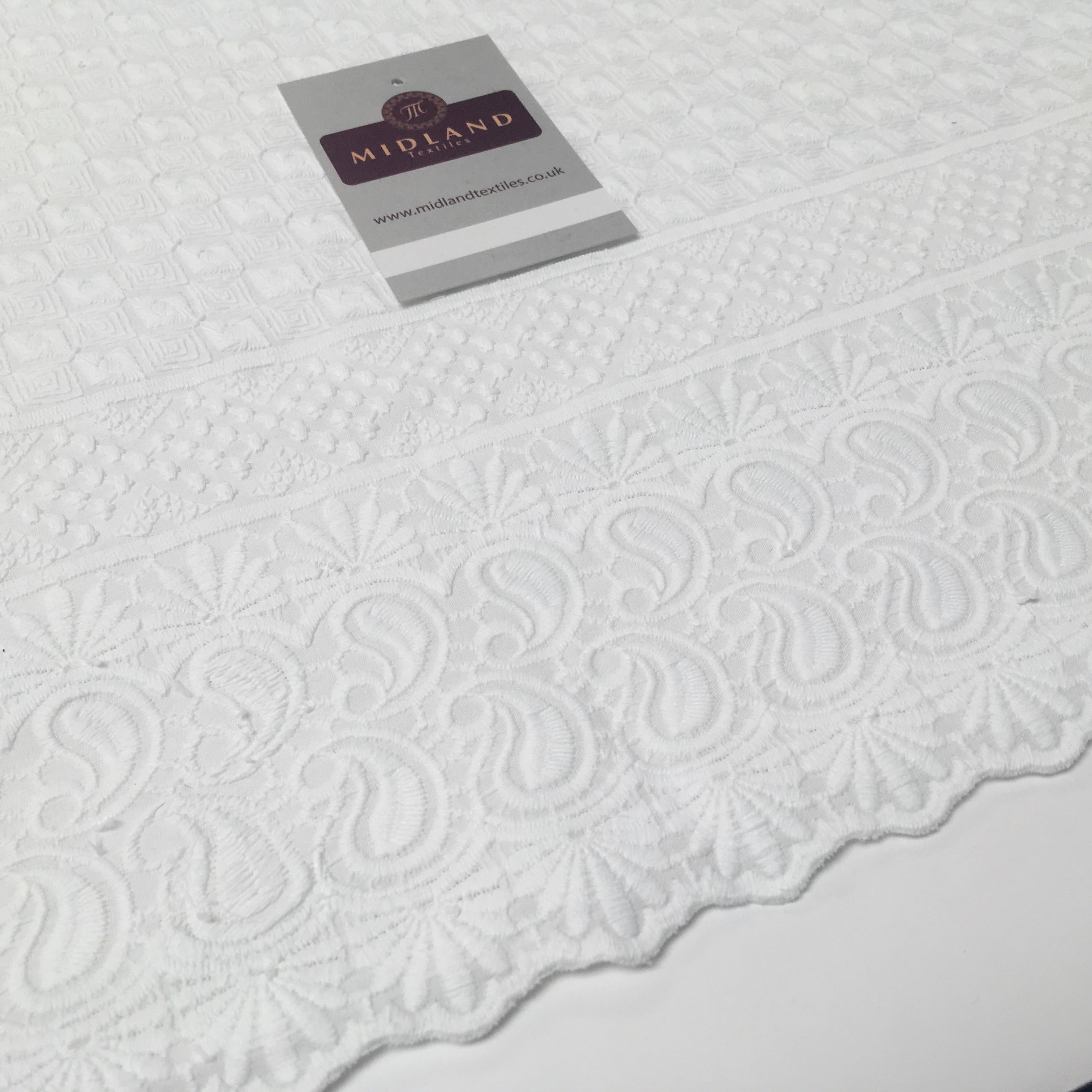 White on White Embroidery  Cotton Rich Fabric Dressmaking 58' Wide M169