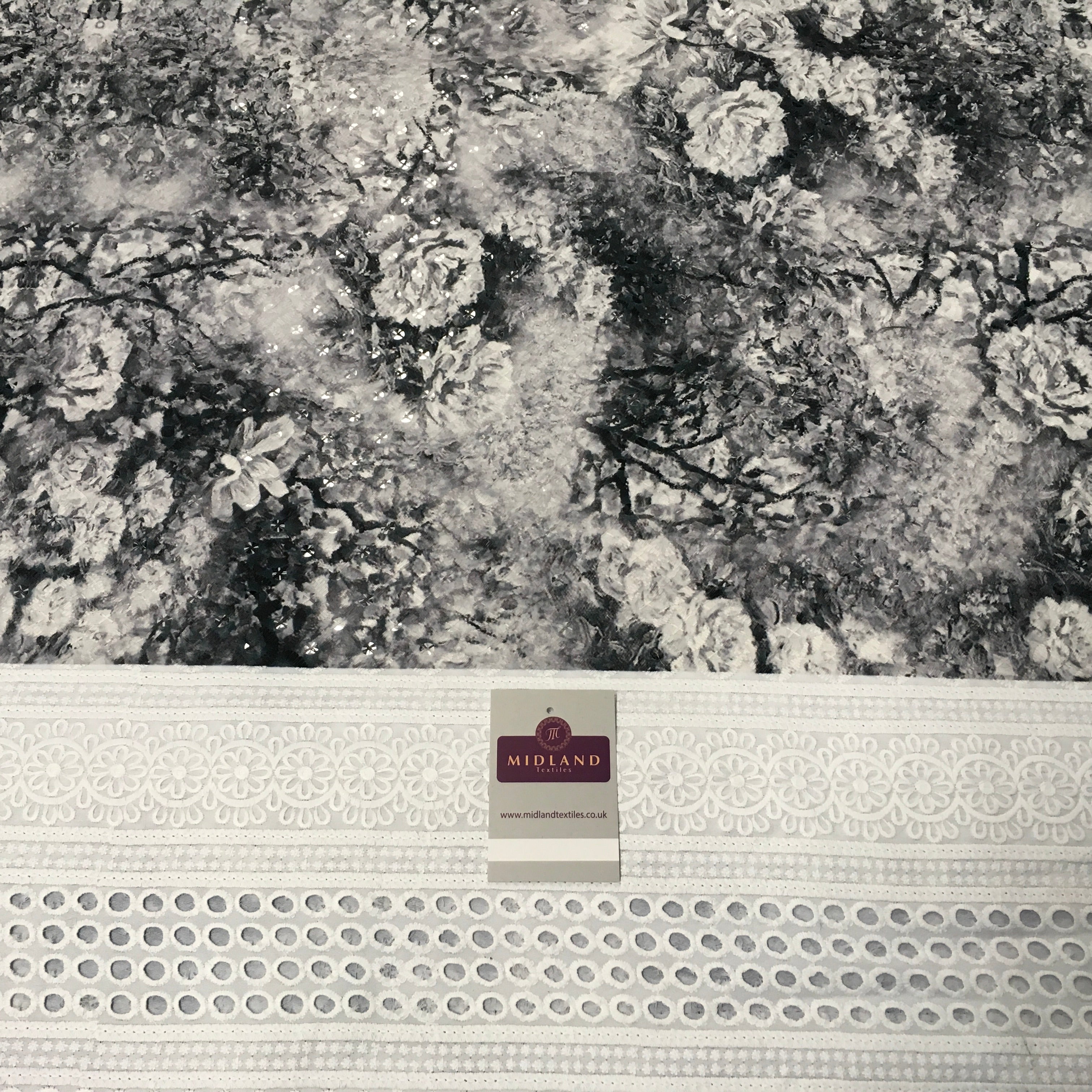 Digital Printed Cotton Border with Sequin Fabric 55' Wide MQ995 Mtex