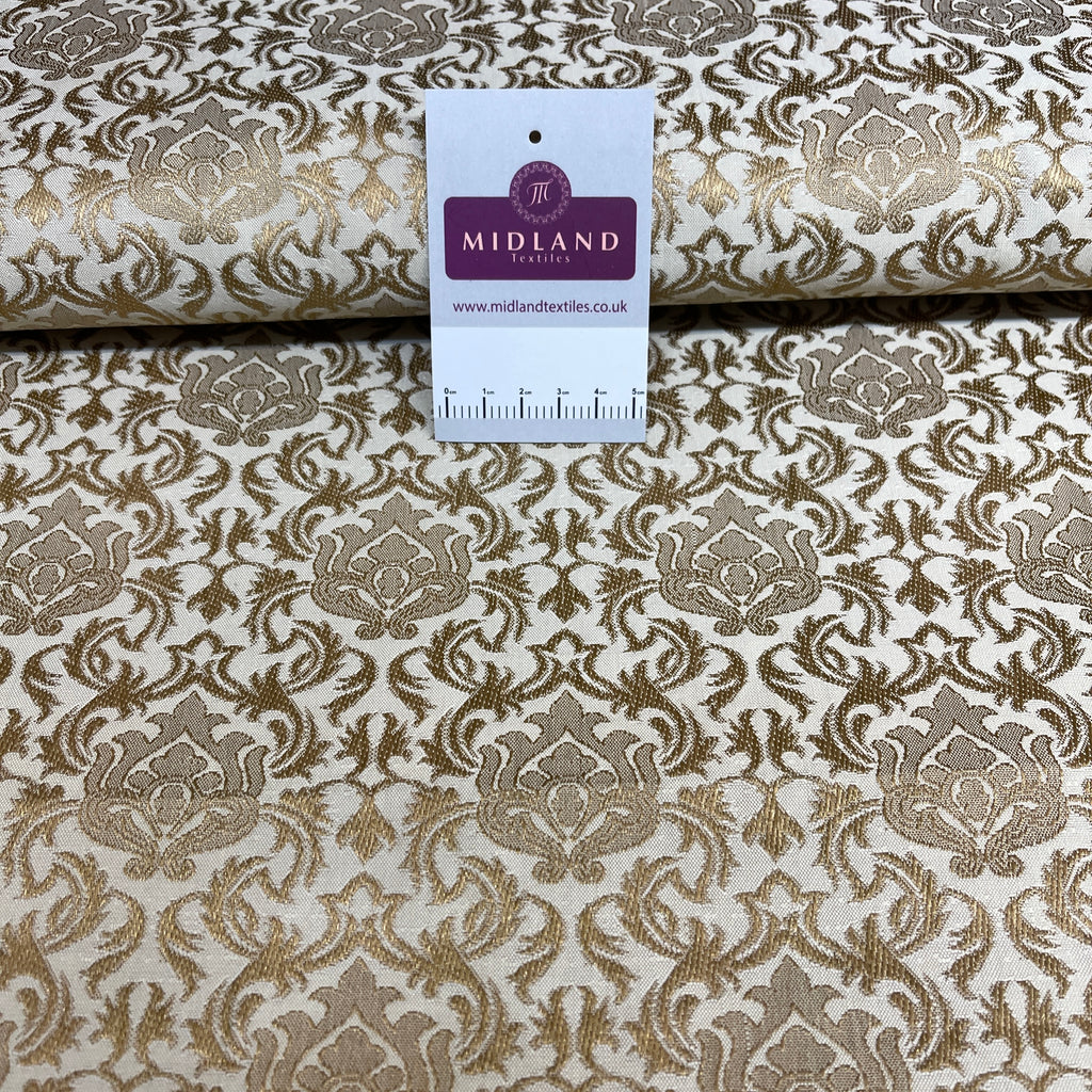 Ornamental Gold Textured Banarsi Lame Brocade Fabric 110cm MA1120 Mtex