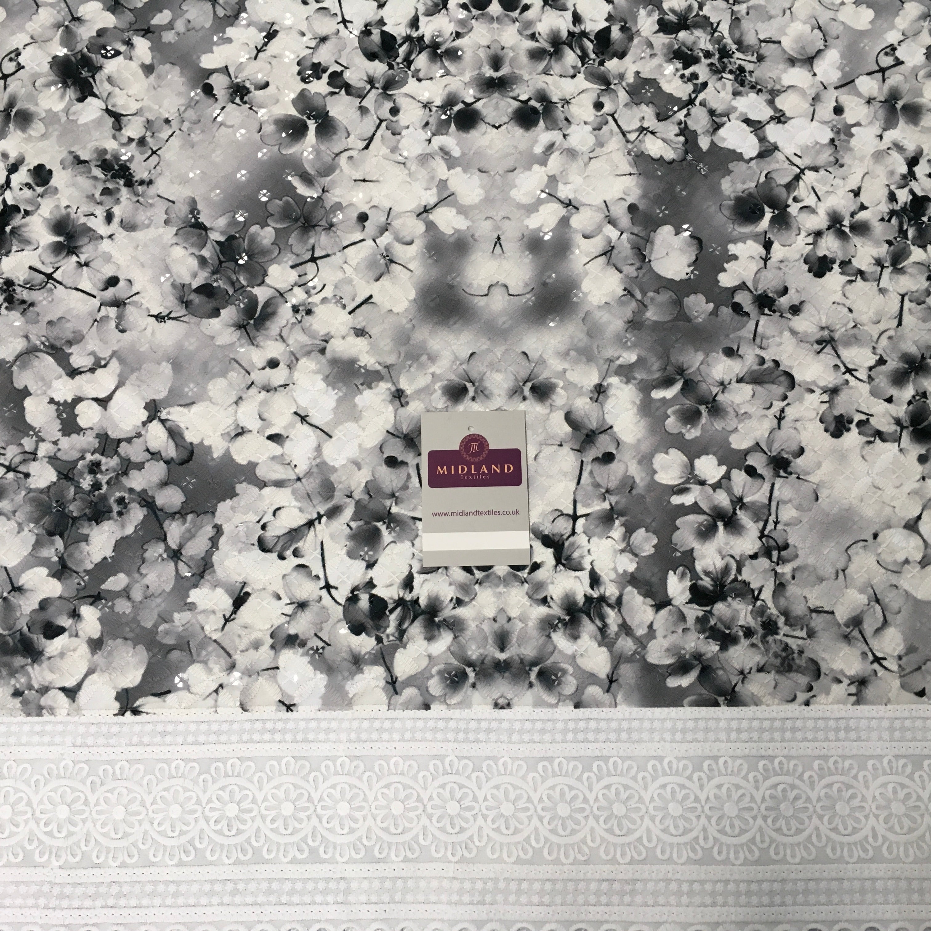 Digital Printed Cotton Border with Sequin Fabric 55' Wide MQ995 Mtex