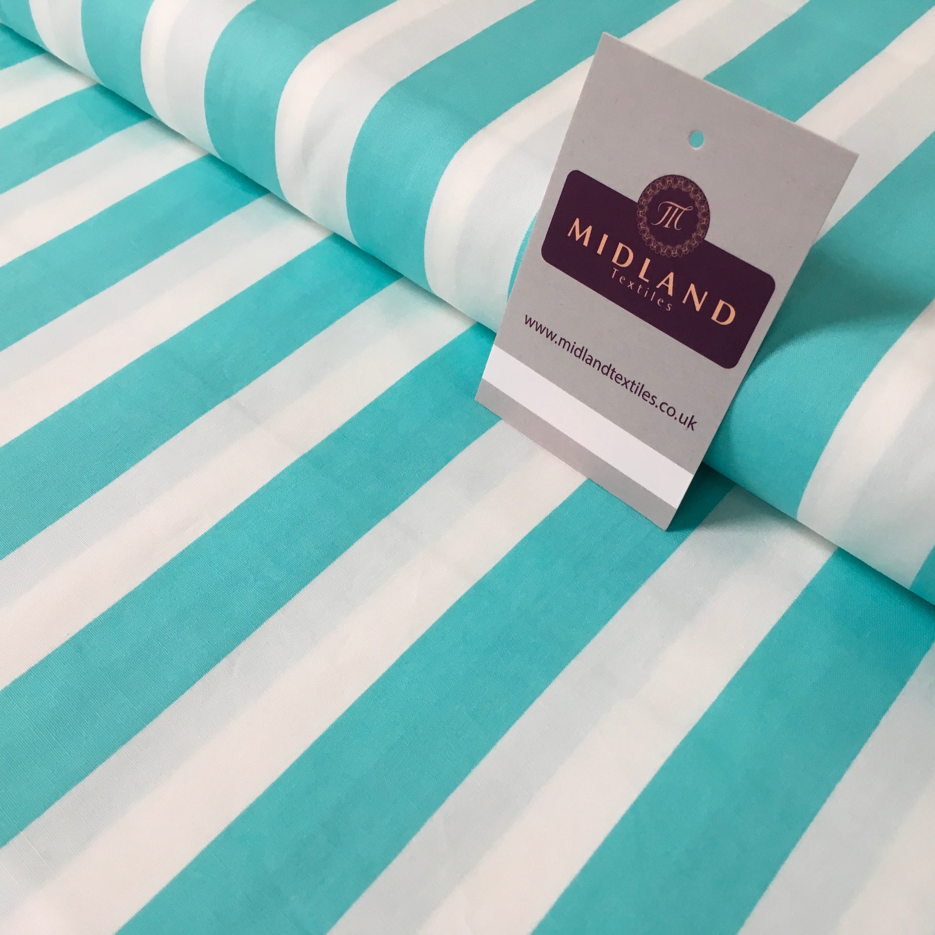 2.5cm Candy Stripped Cotton Poplin shirting, dress Fabric 44' wide MK898 Mtex