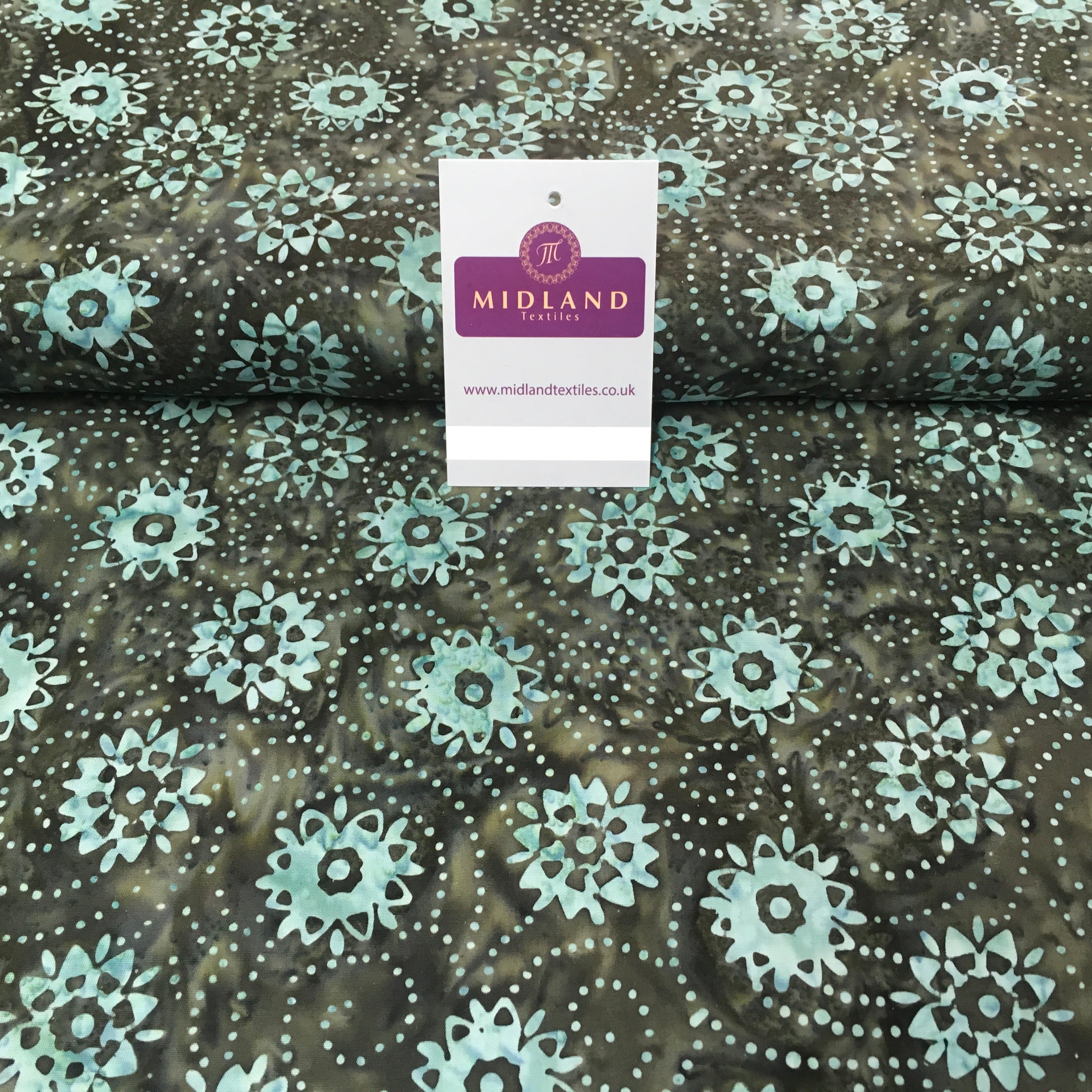 Clog Tie Dye Bali Batik 100% Cotton patchwork Fabric 44' Wide MK900 Mtex Teal A / Sample