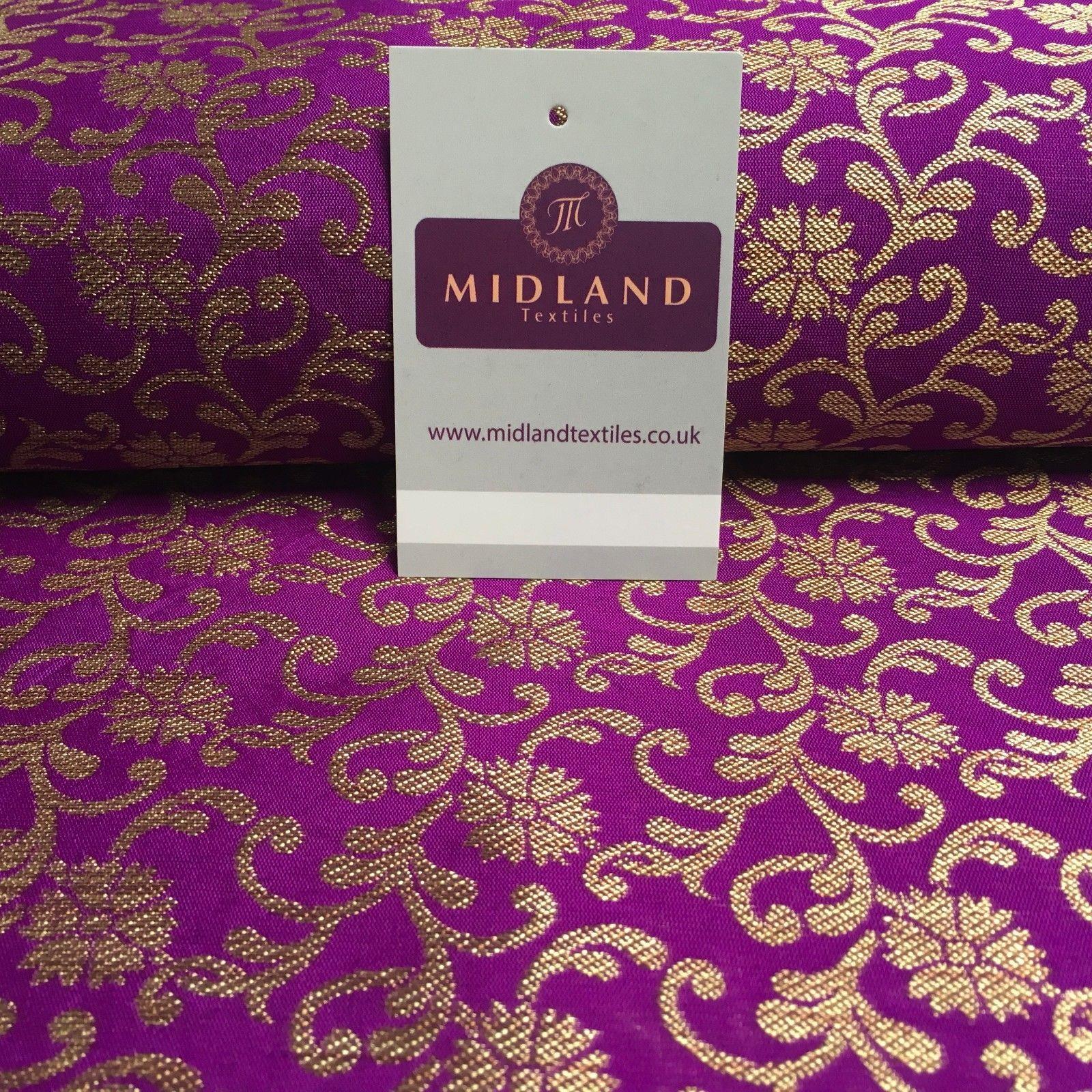 Indian Gold Floral Banarsi Brocade faux Silk Waistcoat Fabric 52' Wide MA872