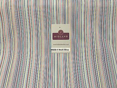 Multi coloured  striped 100% cotton poplin dress Shirting fabric 44