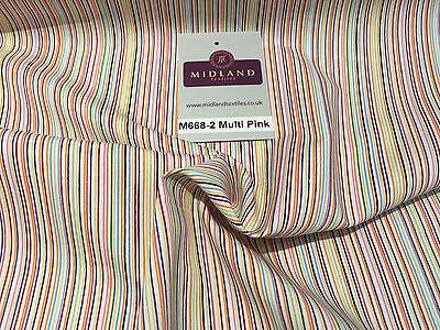 Multi coloured  striped 100% cotton poplin dress Shirting fabric 44