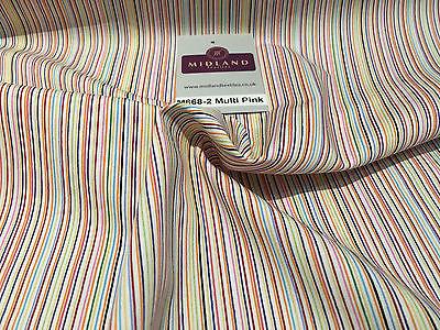 Multi coloured  striped 100% cotton poplin dress Shirting fabric 44