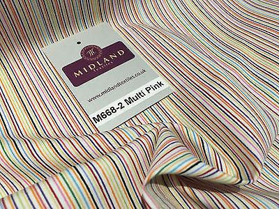 Multi coloured  striped 100% cotton poplin dress Shirting fabric 44