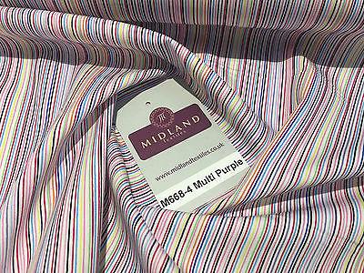 Multi coloured  striped 100% cotton poplin dress Shirting fabric 44