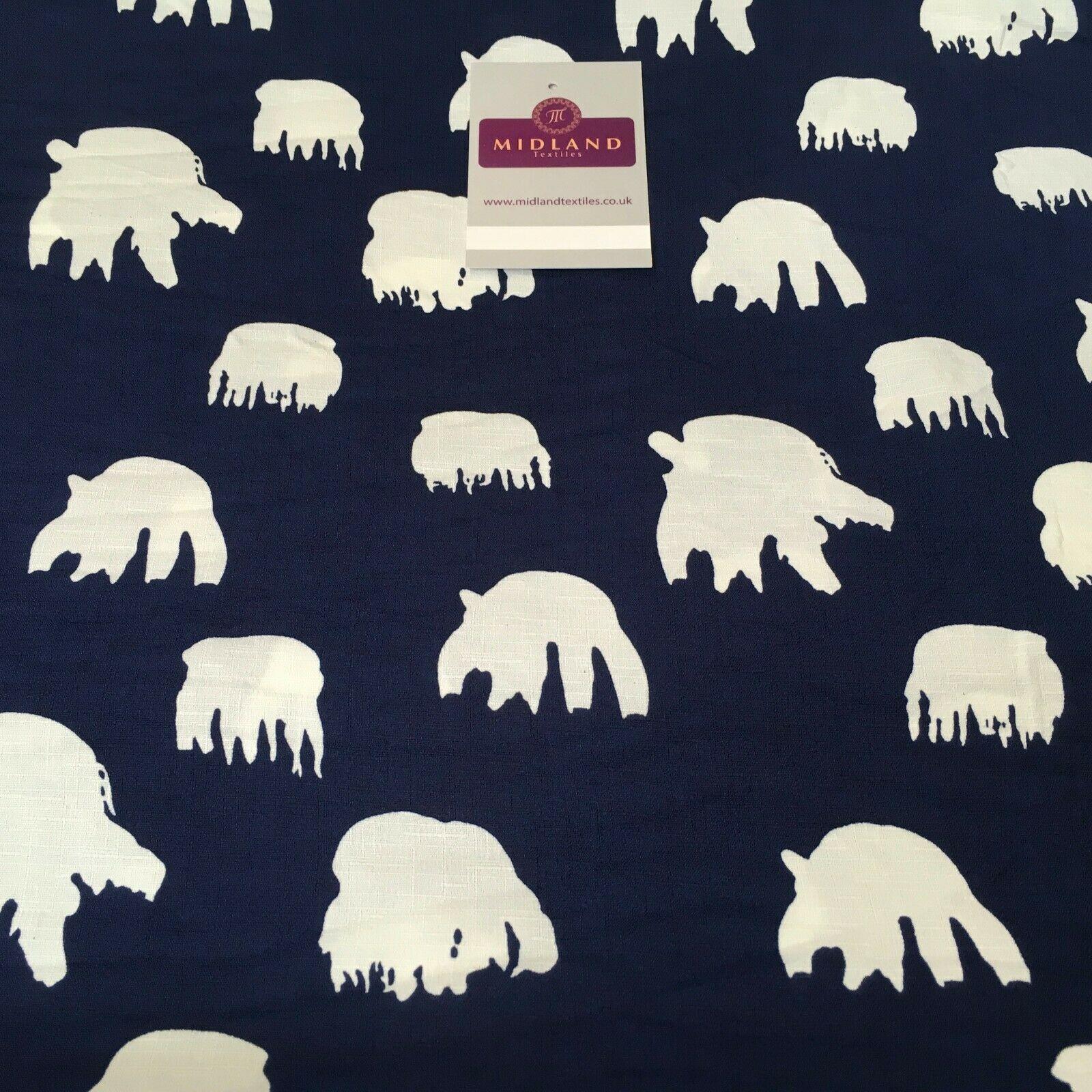 Navy Silhouette Linen Effect Georgette Crepe Dress Fabric 147 cm Wide MK1184-4