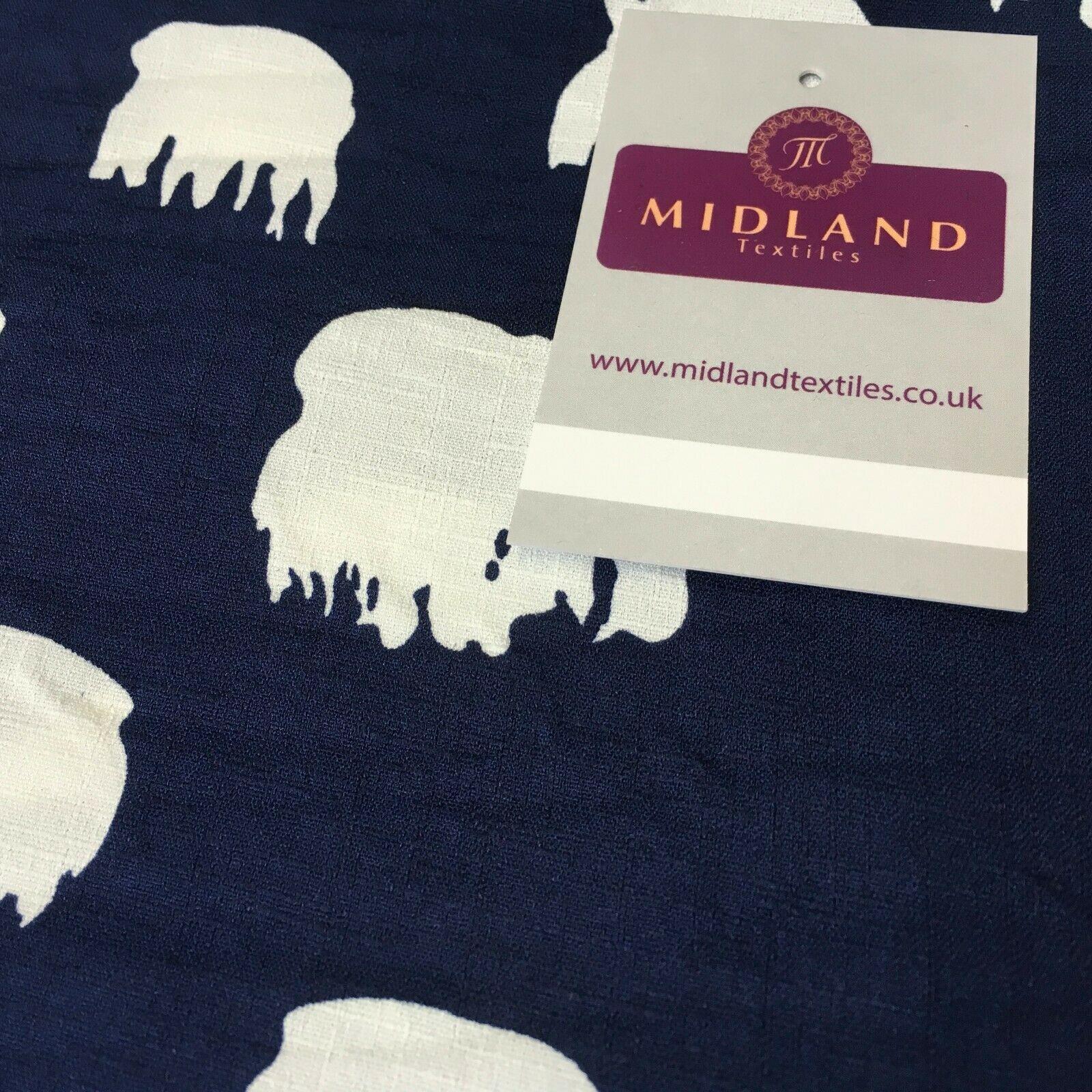 Navy Silhouette Linen Effect Georgette Crepe Dress Fabric 147 cm Wide MK1184-4