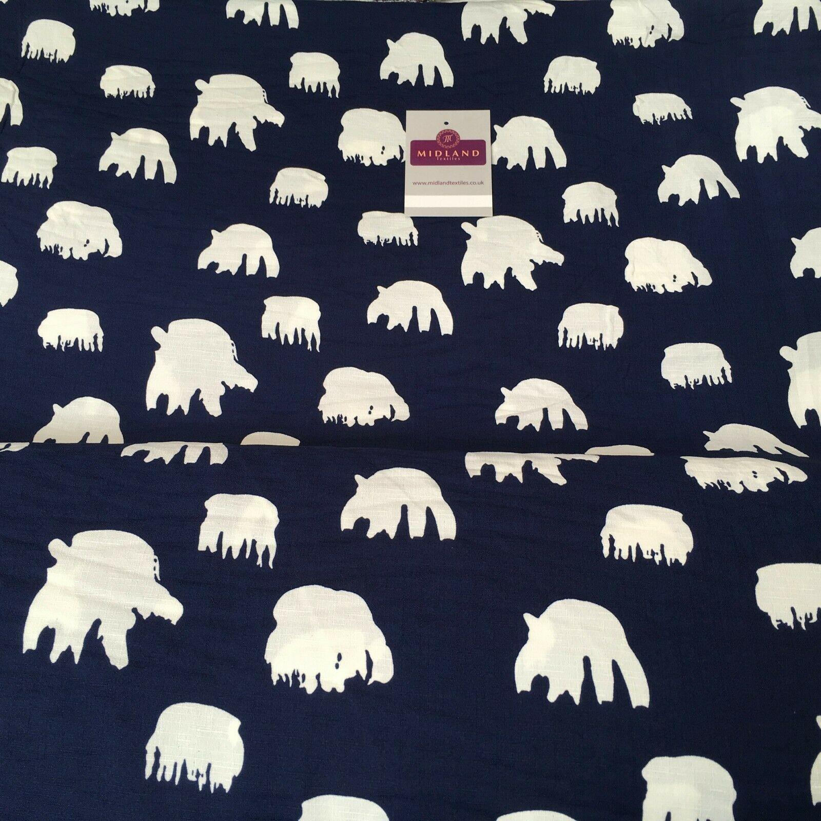 Navy Silhouette Linen Effect Georgette Crepe Dress Fabric 147 cm Wide MK1184-4