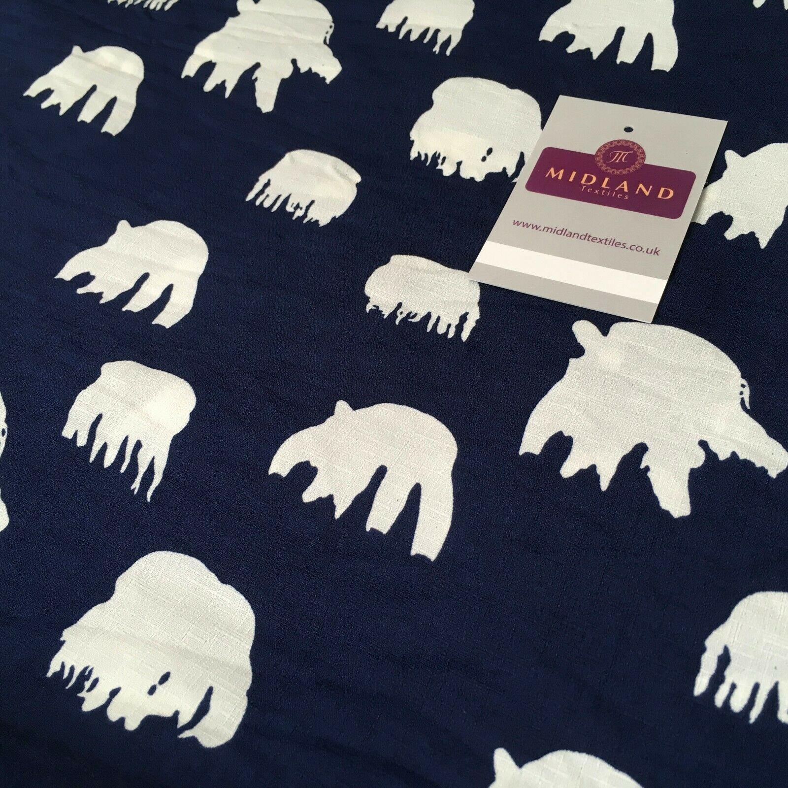 Navy Silhouette Linen Effect Georgette Crepe Dress Fabric 147 cm Wide MK1184-4