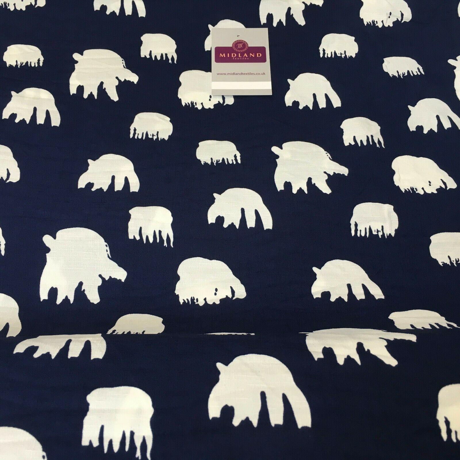 Navy Silhouette Linen Effect Georgette Crepe Dress Fabric 147 cm Wide MK1184-4