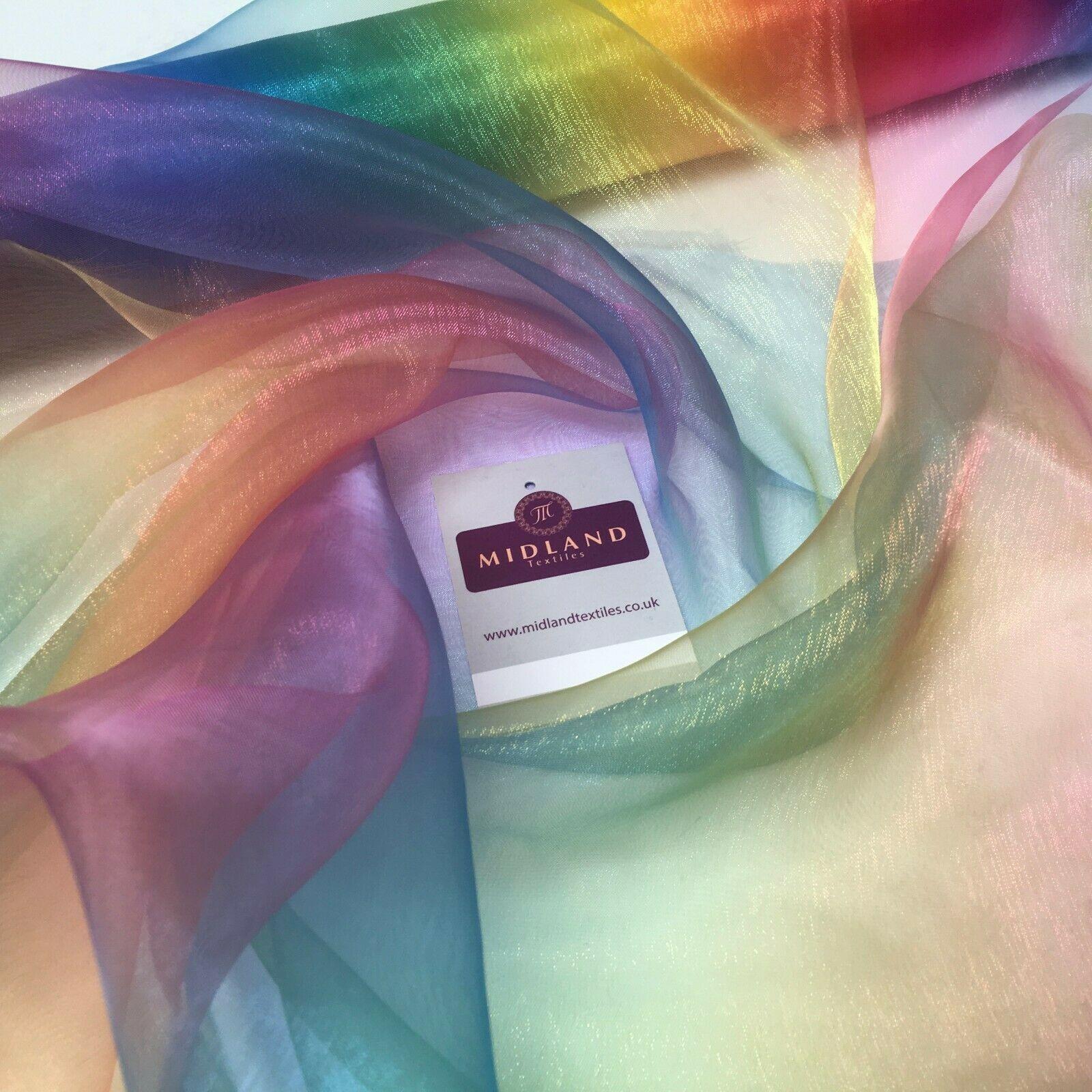 Rainbow Multicoloured Gradient Fantasia Organza fabric 150cm Wide MD1046