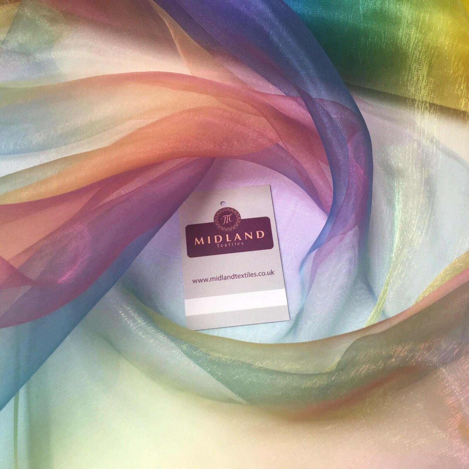 Rainbow Multicoloured Gradient Fantasia Organza fabric 150cm Wide MD1046