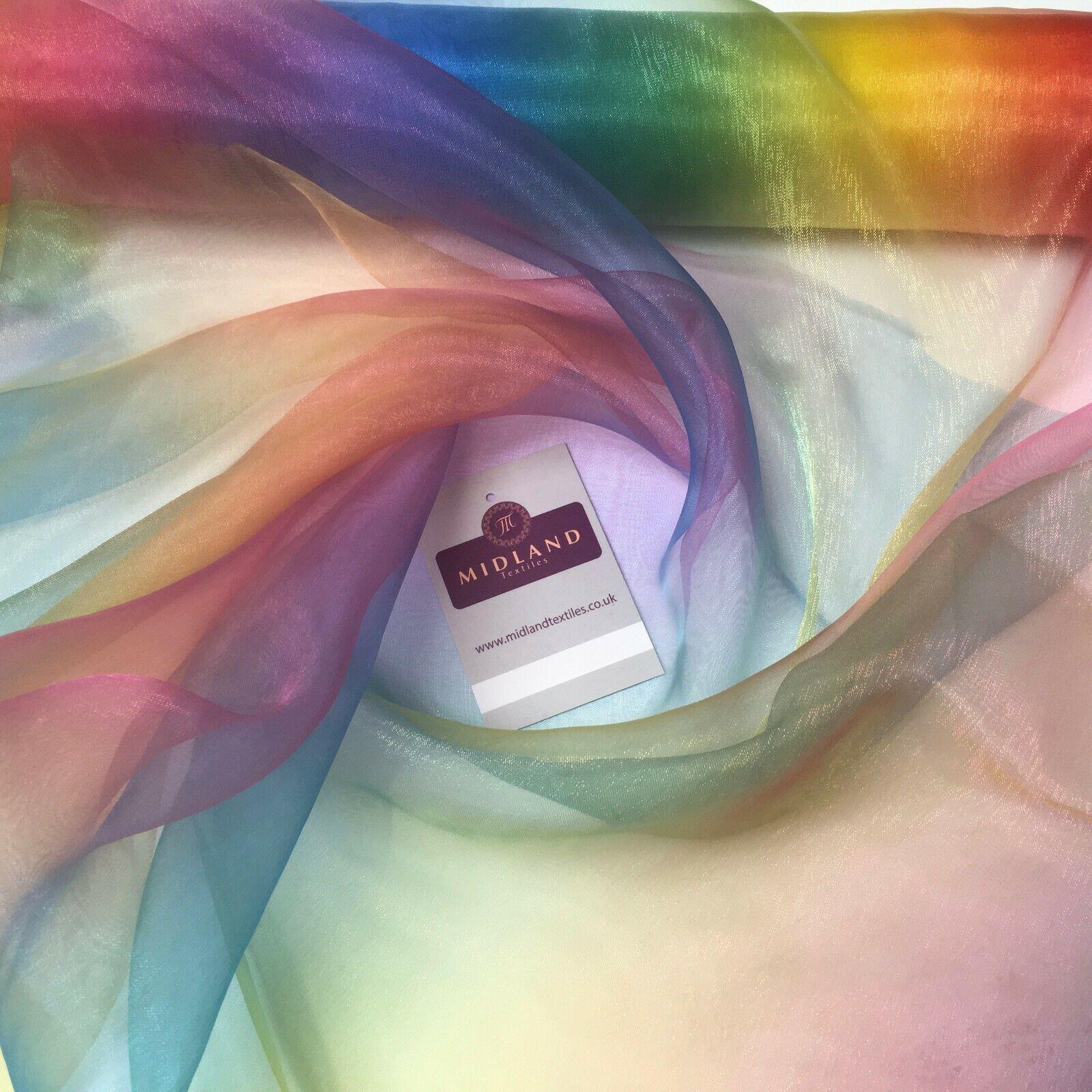 Rainbow Multicoloured Gradient Fantasia Organza fabric 150cm Wide MD1046