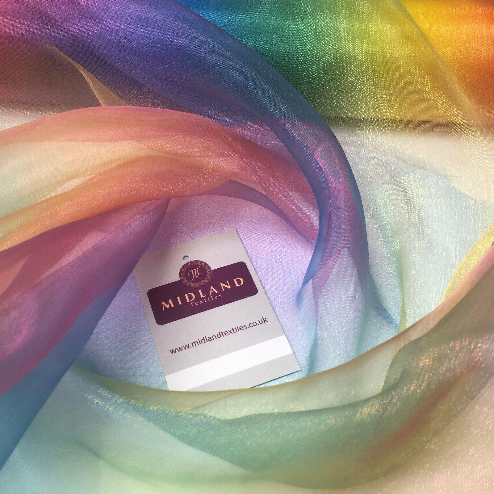 Rainbow Multicoloured Gradient Fantasia Organza fabric 150cm Wide MD1046