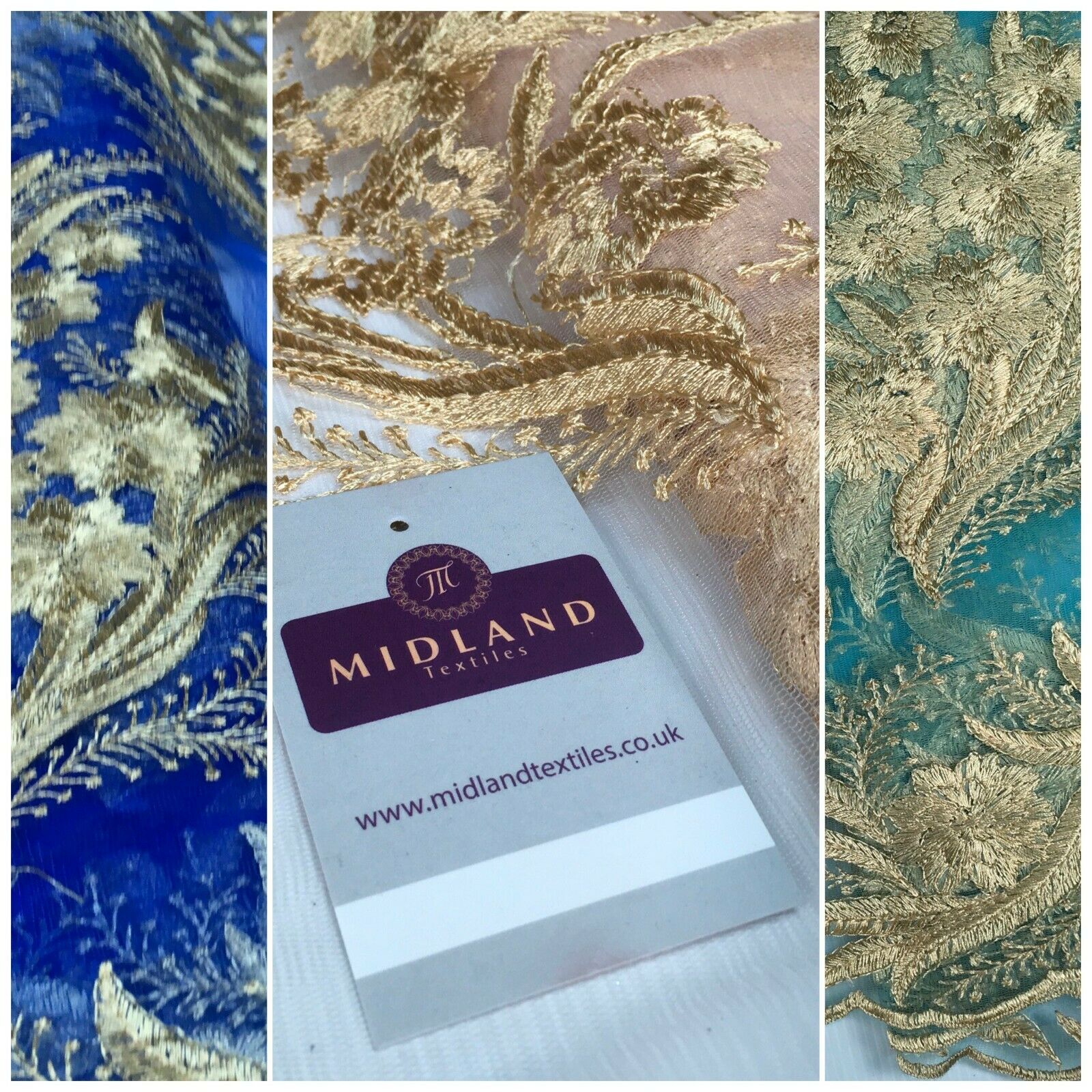 Floral Gold Net Scalloped edge wedding dress Fabric 139 cm M1212 Mtex