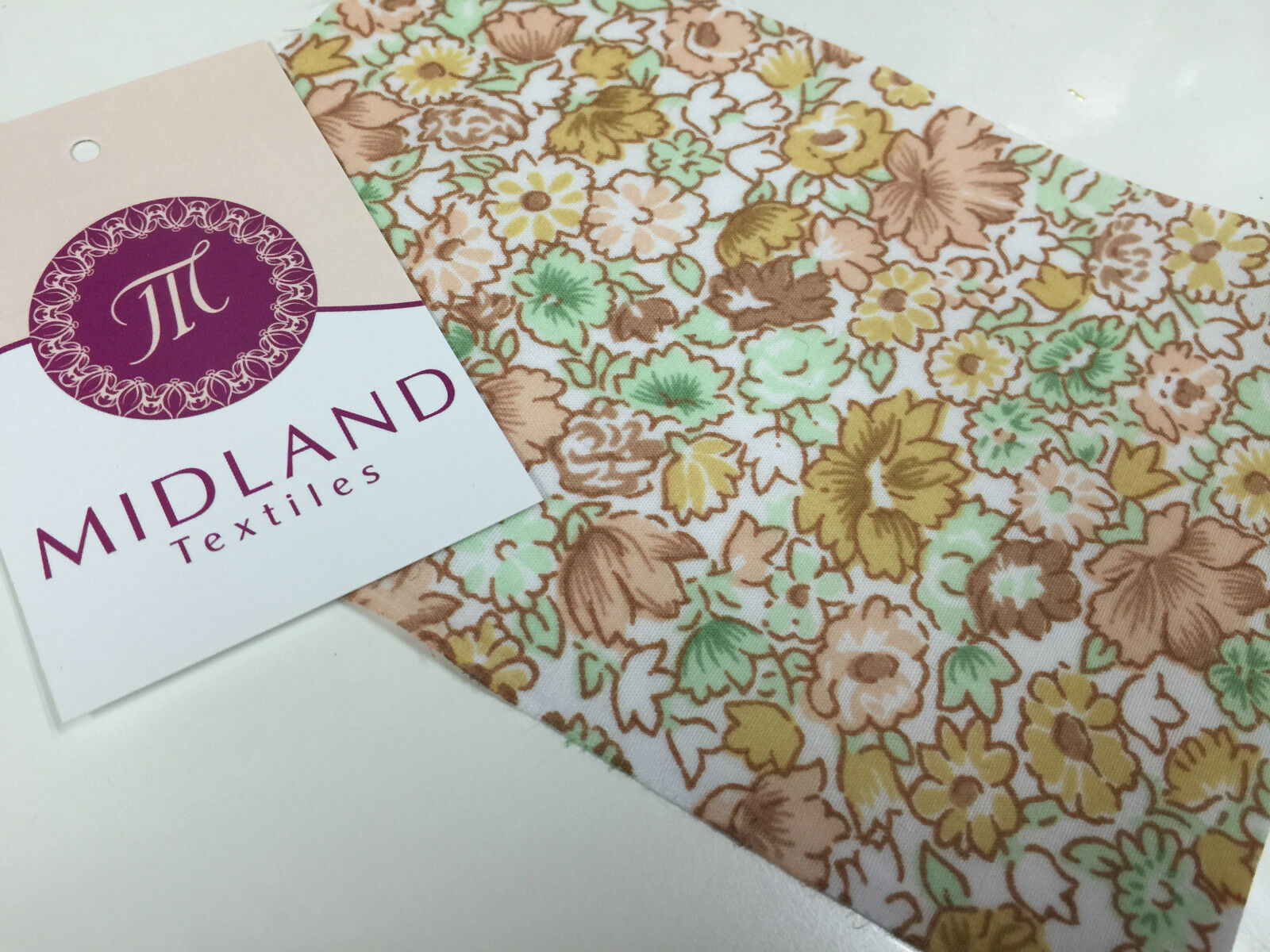 Floral Meadow Flower Poly cotton Print Fabric -44' wide M344